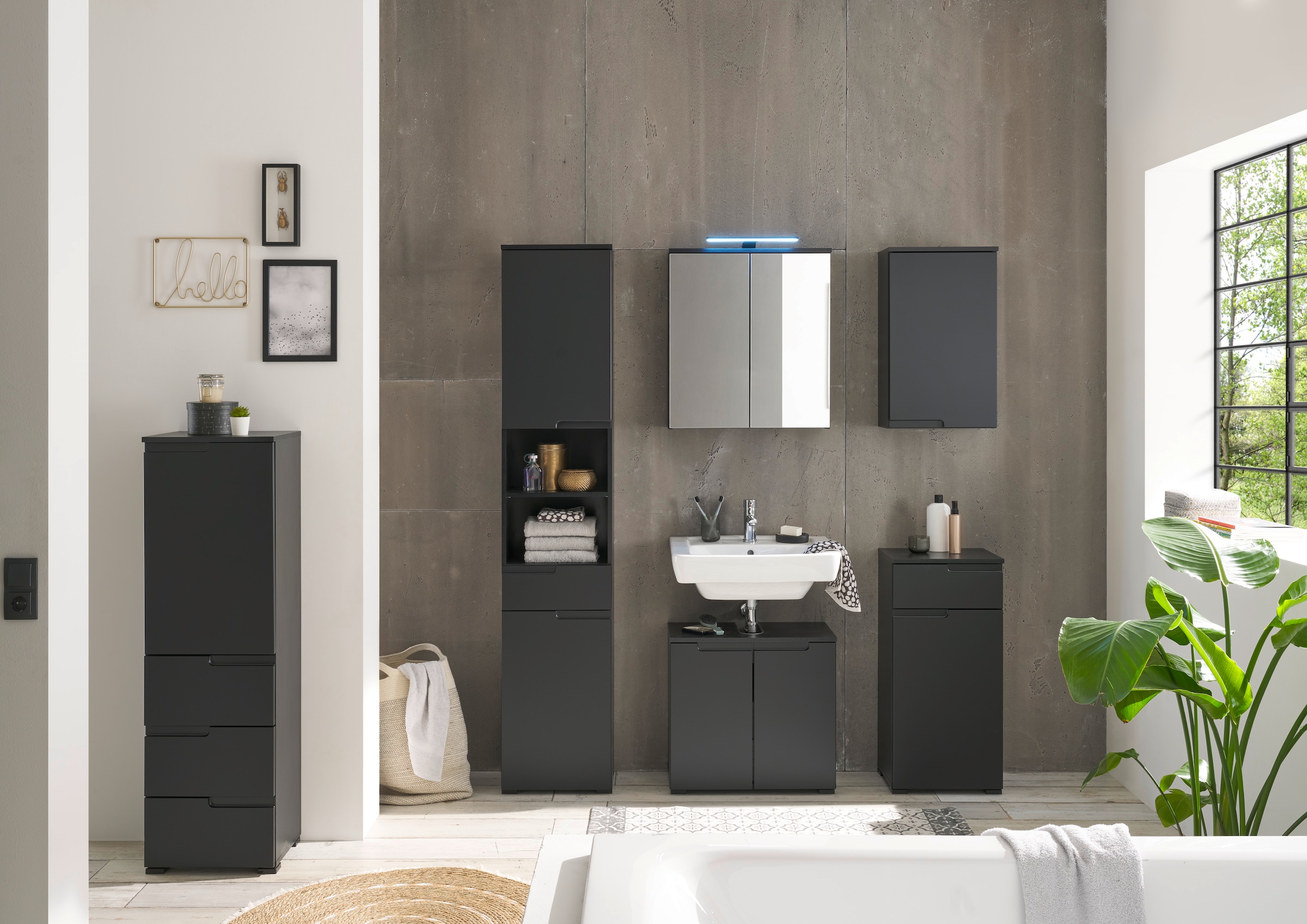 BASIC by Balculina Hängeschrank »Spice, Badezimmerschrank BxTxH 40x67x23 cm«, (1 St.), Breite 40 cm, Griffmulden