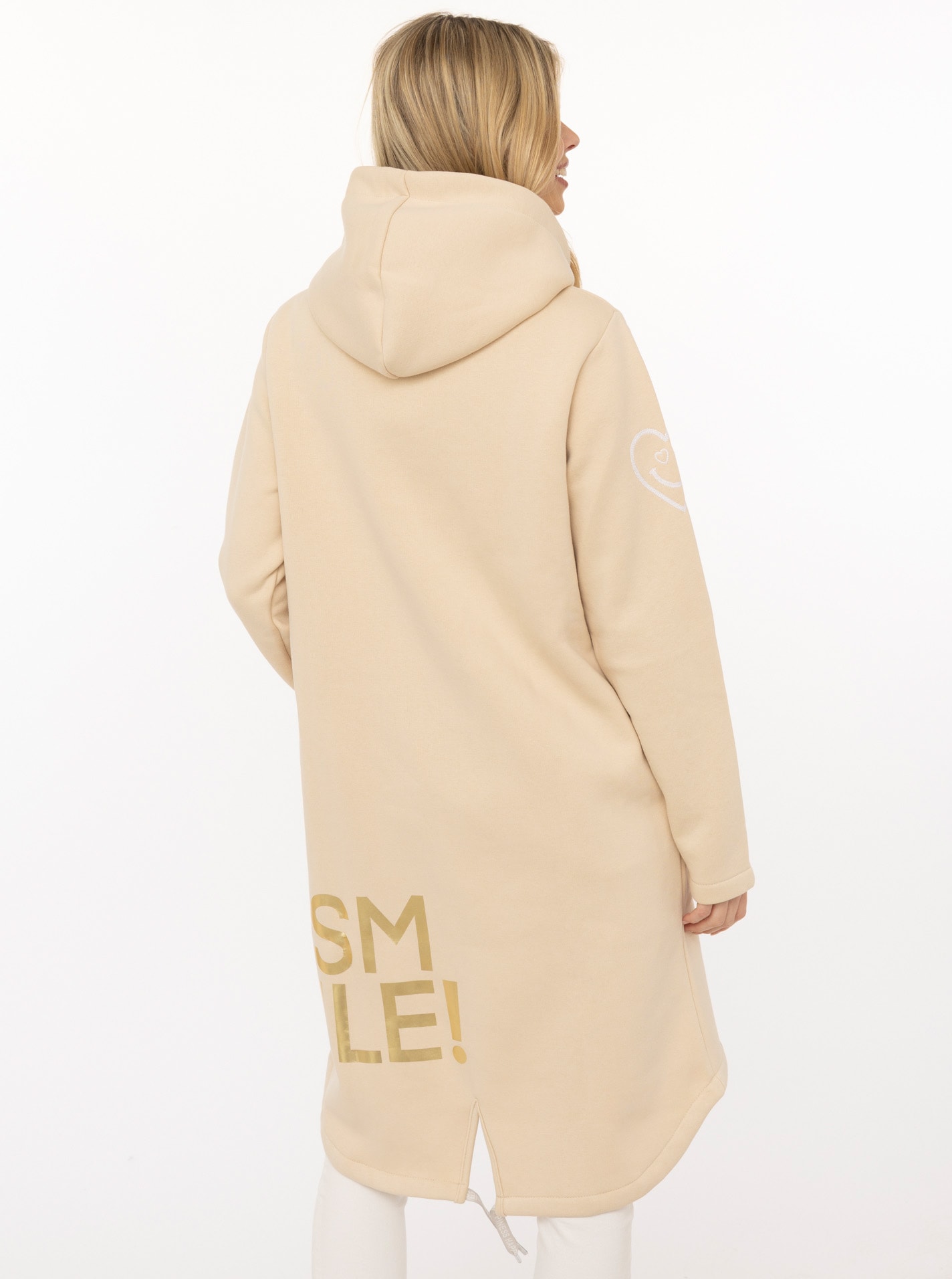 Zwillingsherz Kurzmantel »"Alissa Shiny"« Kapuze, Reißverschluss, glänzender Print, bedrucktes Band