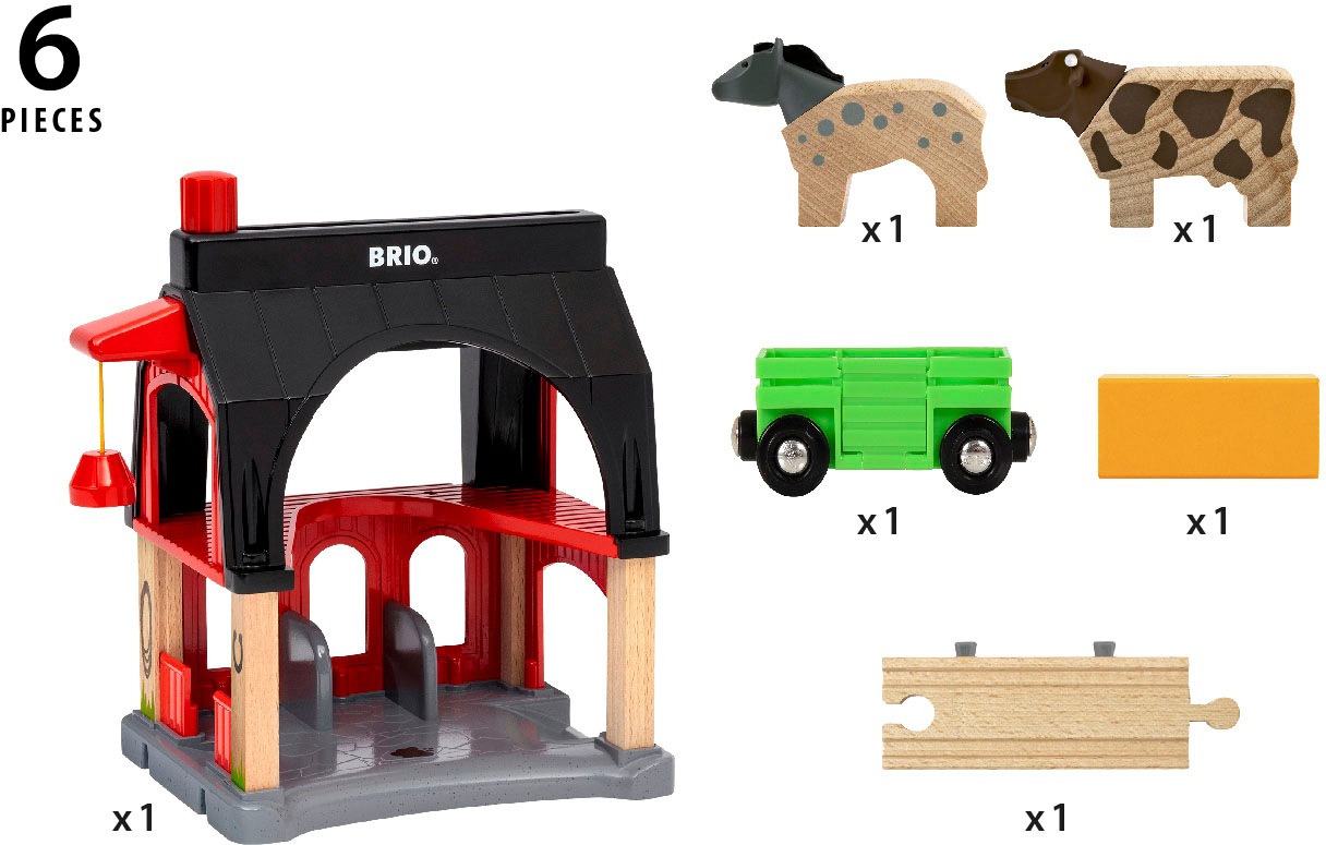 BRIO® Spielzeugeisenbahn-Gebäude »Tierscheune mit Heuwaggon«, FSC® - schützt Wald - weltweit