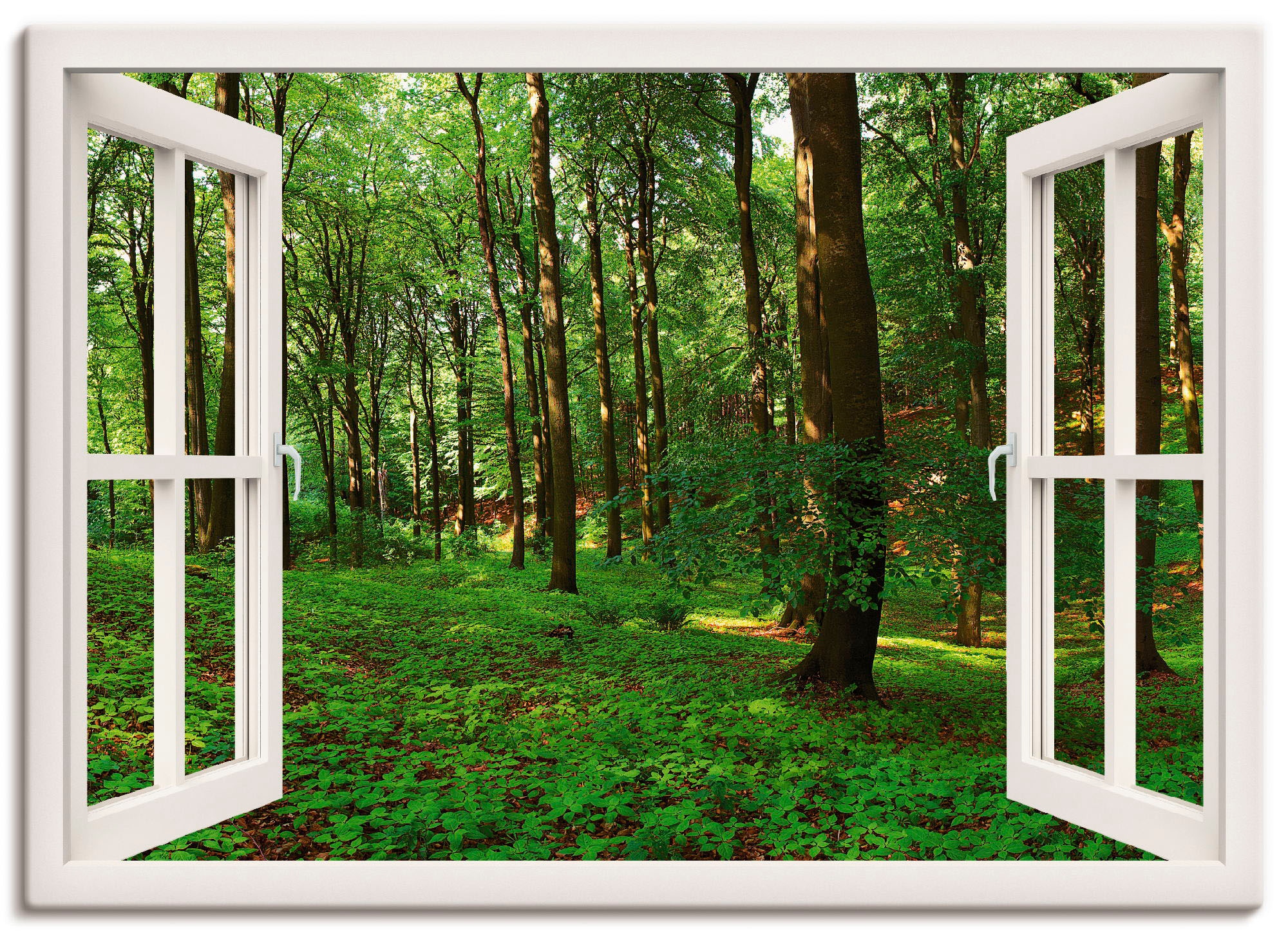 Artland Leinwandbild »Panorama Sommerwald, weiß« Fensterblick 1 Stk. tlg. a günstig online kaufen