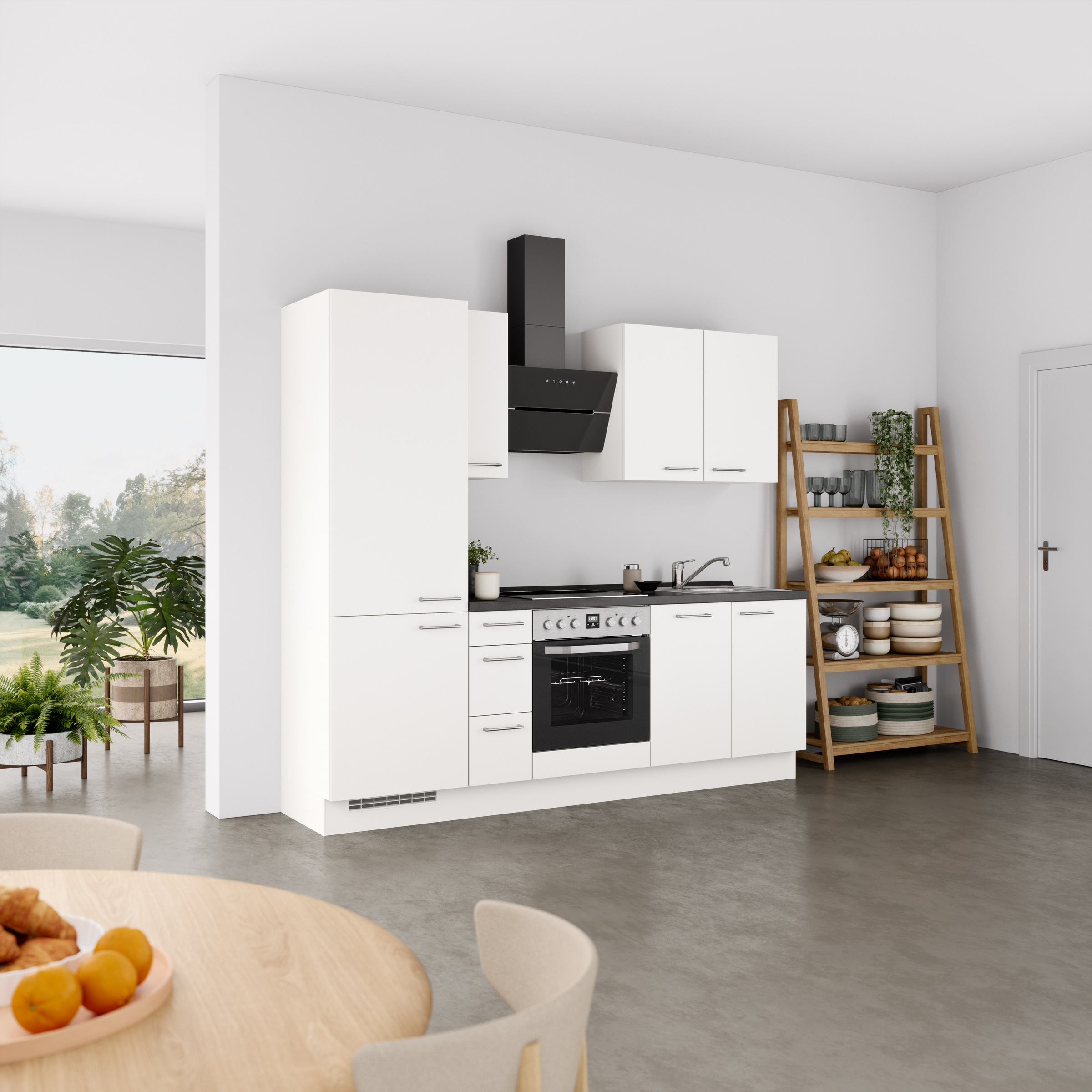 nobilia® Küchenzeile »"Laser II", Ausrichtung wählbar, Breite 240 cm«, vormontiert, wahlw. mit unterschiedlichen E-Geräten-Sets