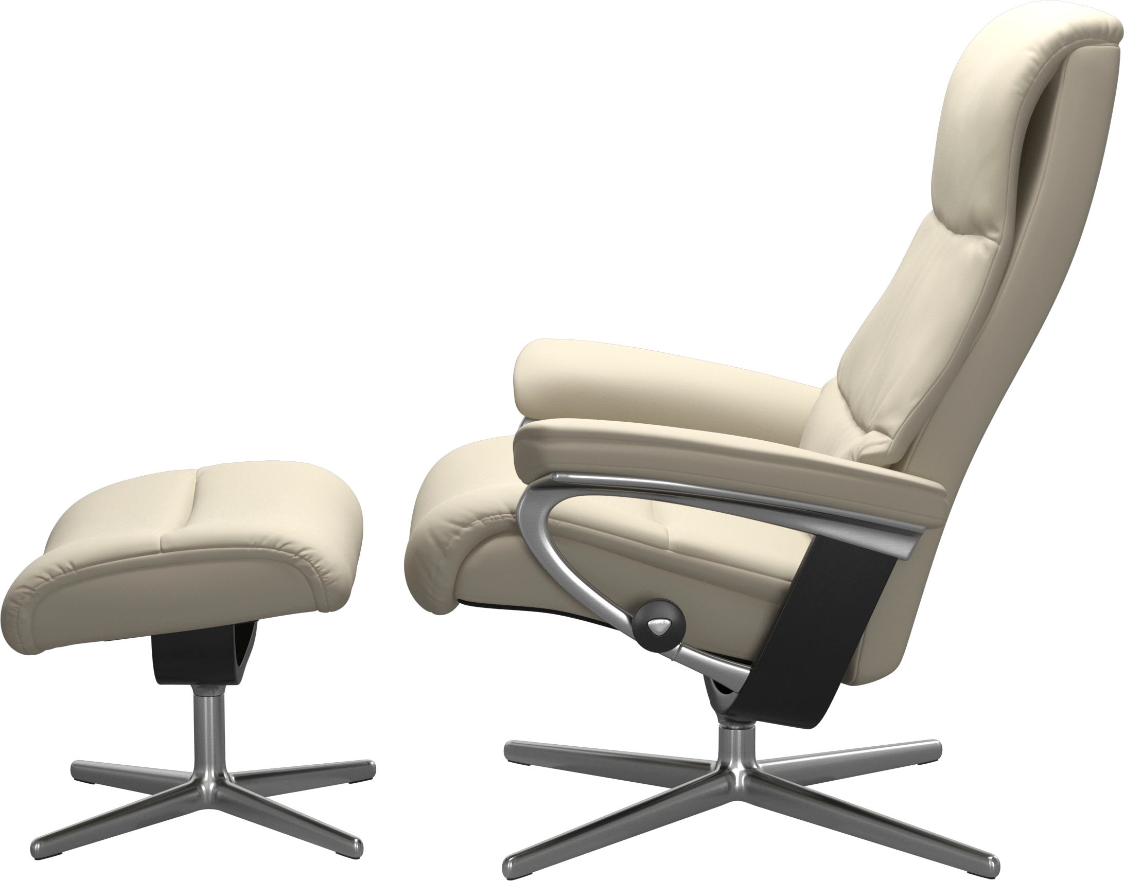 Stressless® Relaxsessel »View«, (Set, Relaxsessel mit Hocker), mit Hocker, mit Cross Base, Größe S, M & L, Holzakzent Schwarz