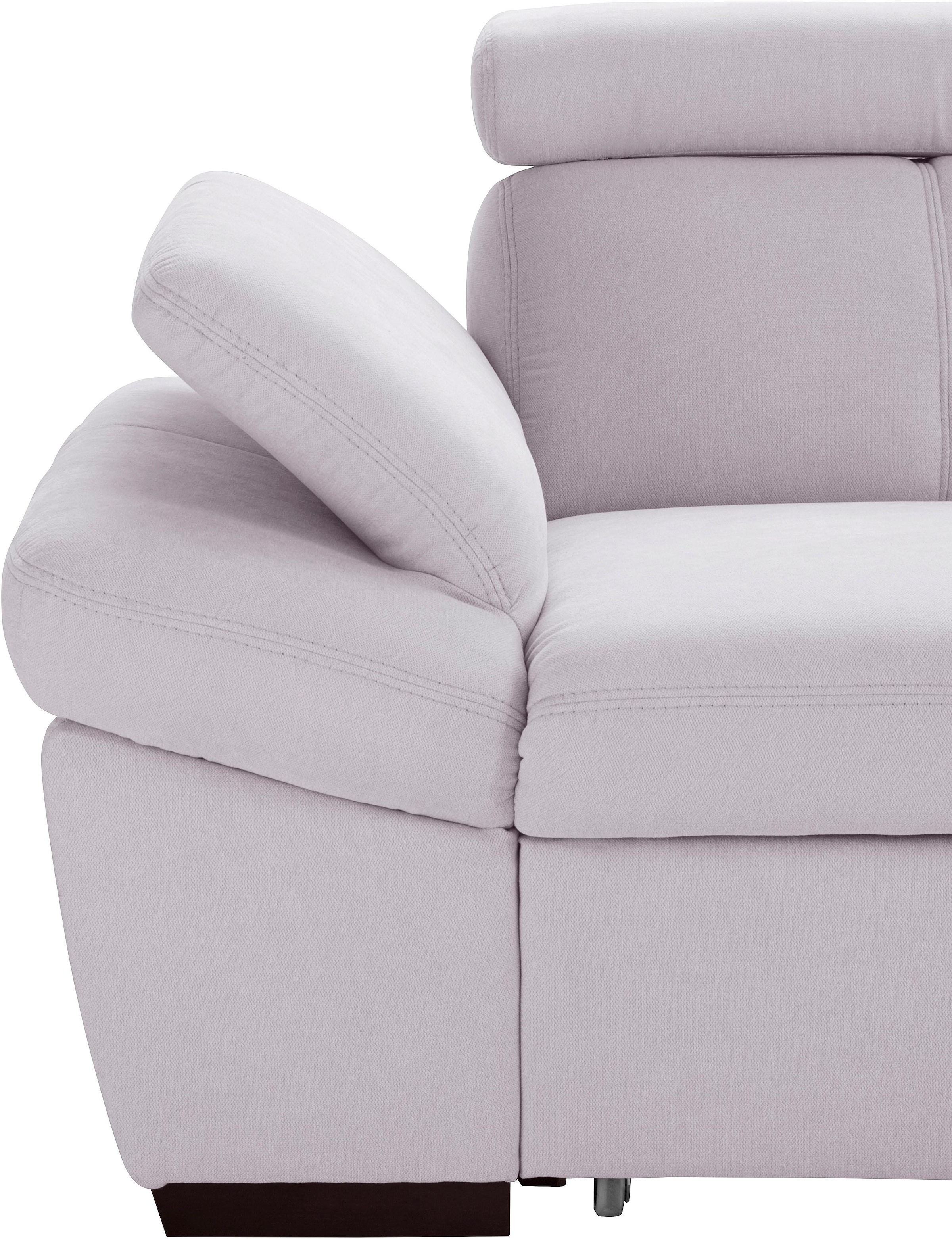 exxpo - sofa fashion Ecksofa »Salerno, inkl. Kopf- und Armteilverstellung, elegant & bequem, L-Form«, wahlweise mit Bettfunktion und Bettkasten, tolle Detailverarbeitung