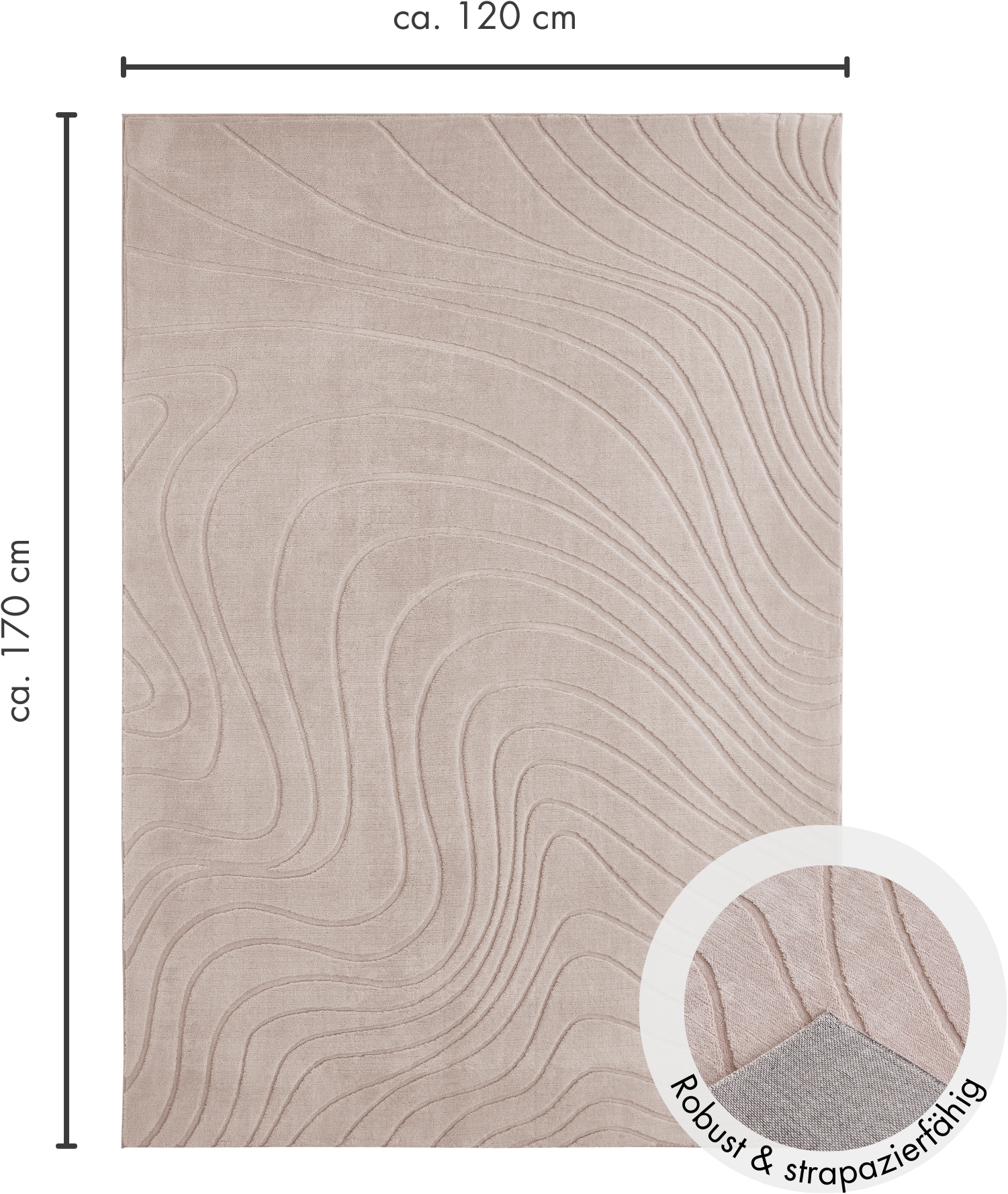 Andiamo Teppich »Dale«, rechteckig, 10 mm Höhe, Uni Farben, Hoch-Tief-Struktur, Carving-Effekt, Wohnzimmer