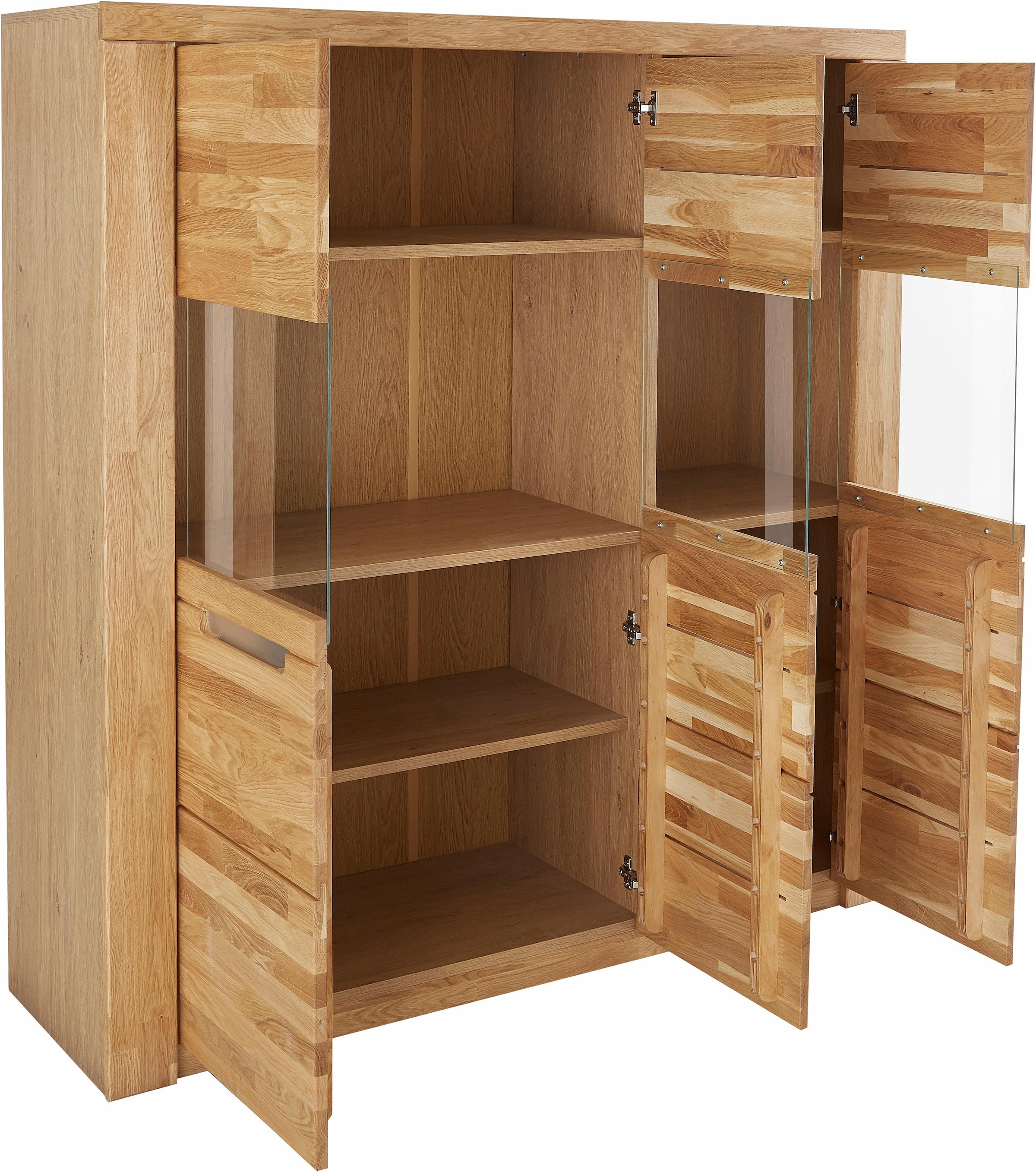 Home affaire Highboard »Kolding«, Breite 140 cm mit 3 Glastüren