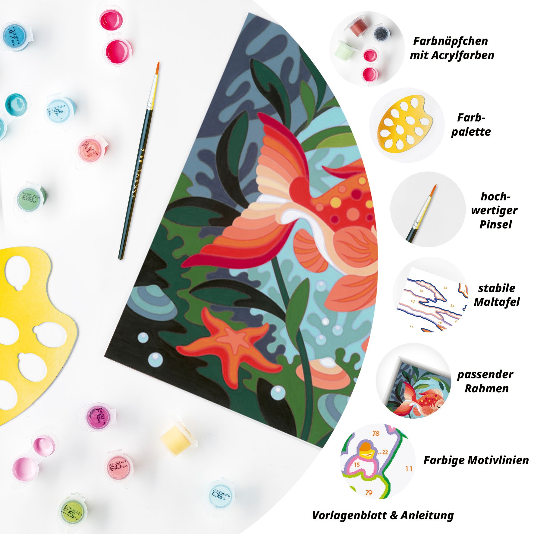 Ravensburger Malen nach Zahlen »Verliebte Fische«, Made in Europe