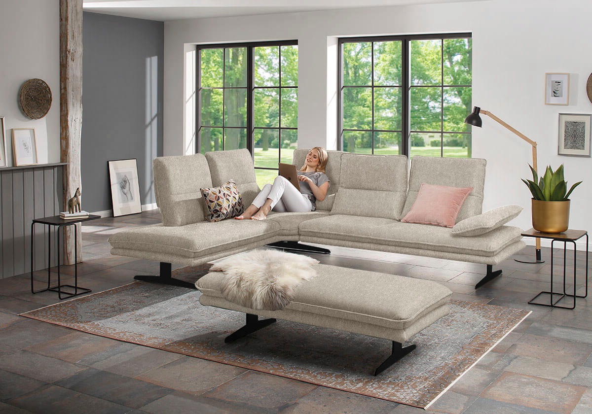 W.SCHILLIG Ecksofa »broadway, Designsofa, toller Sitzkomfort, zeitlos, elegant, L-Form«, Sitztiefenverstellung, Kopfteil- & Seitenteilverstellung, Breite 284cm