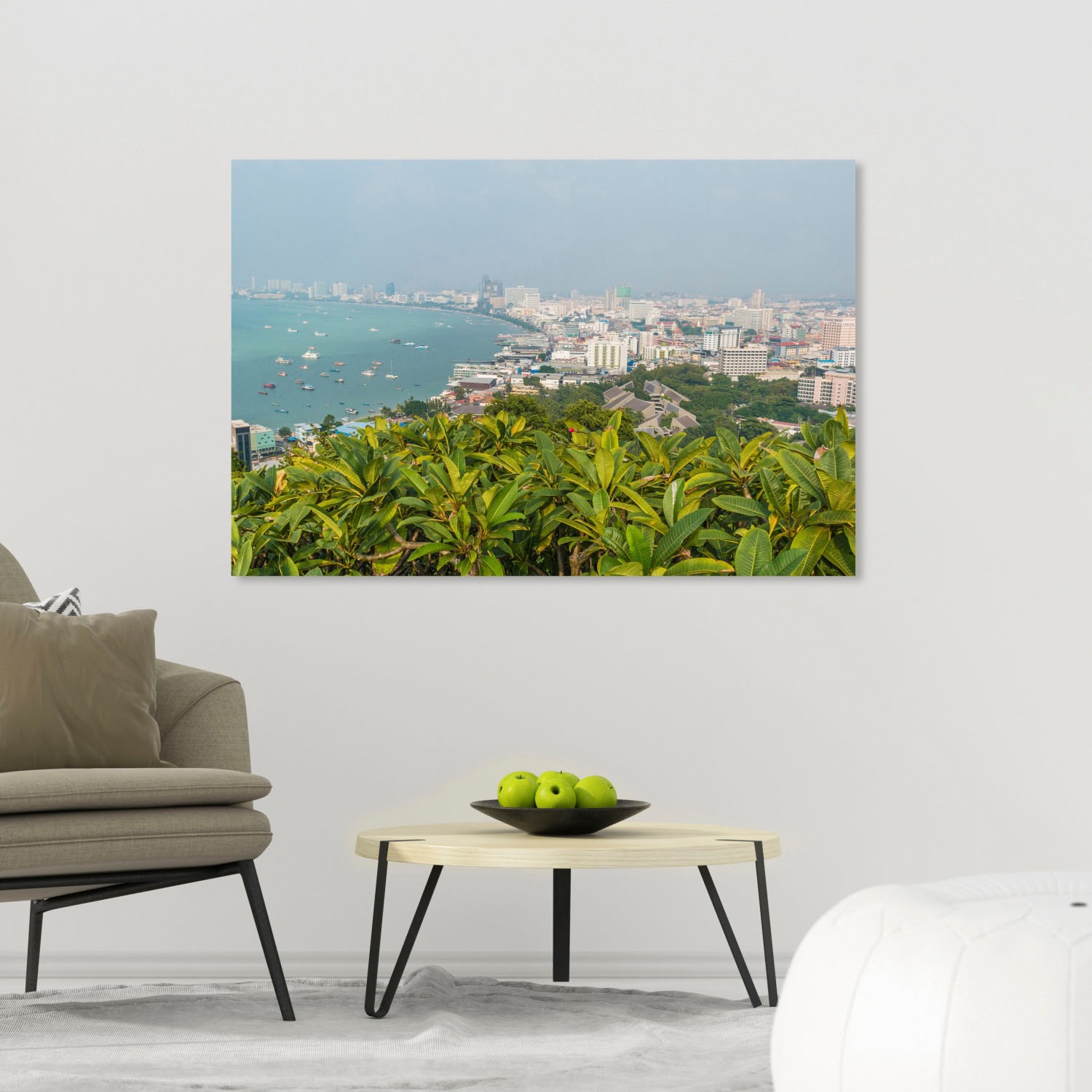 queence Acrylglasbild »Stadt am Meer«, Elemente der Architektur-Gebäude-Stä günstig online kaufen