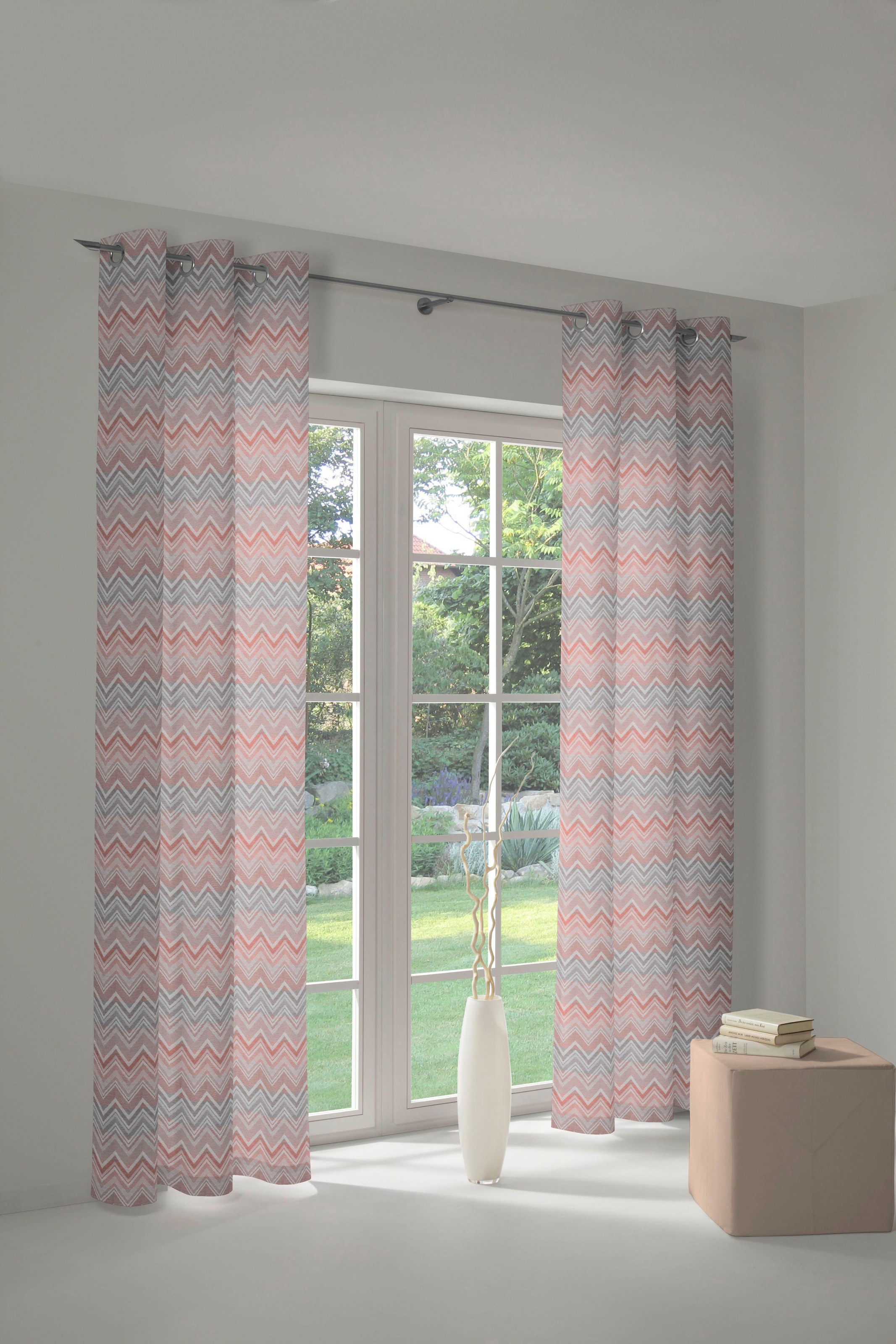 Wirth Vorhang "Benewitz" Gr. 2, rot (apricot), 175cm, Ösen, 132cm