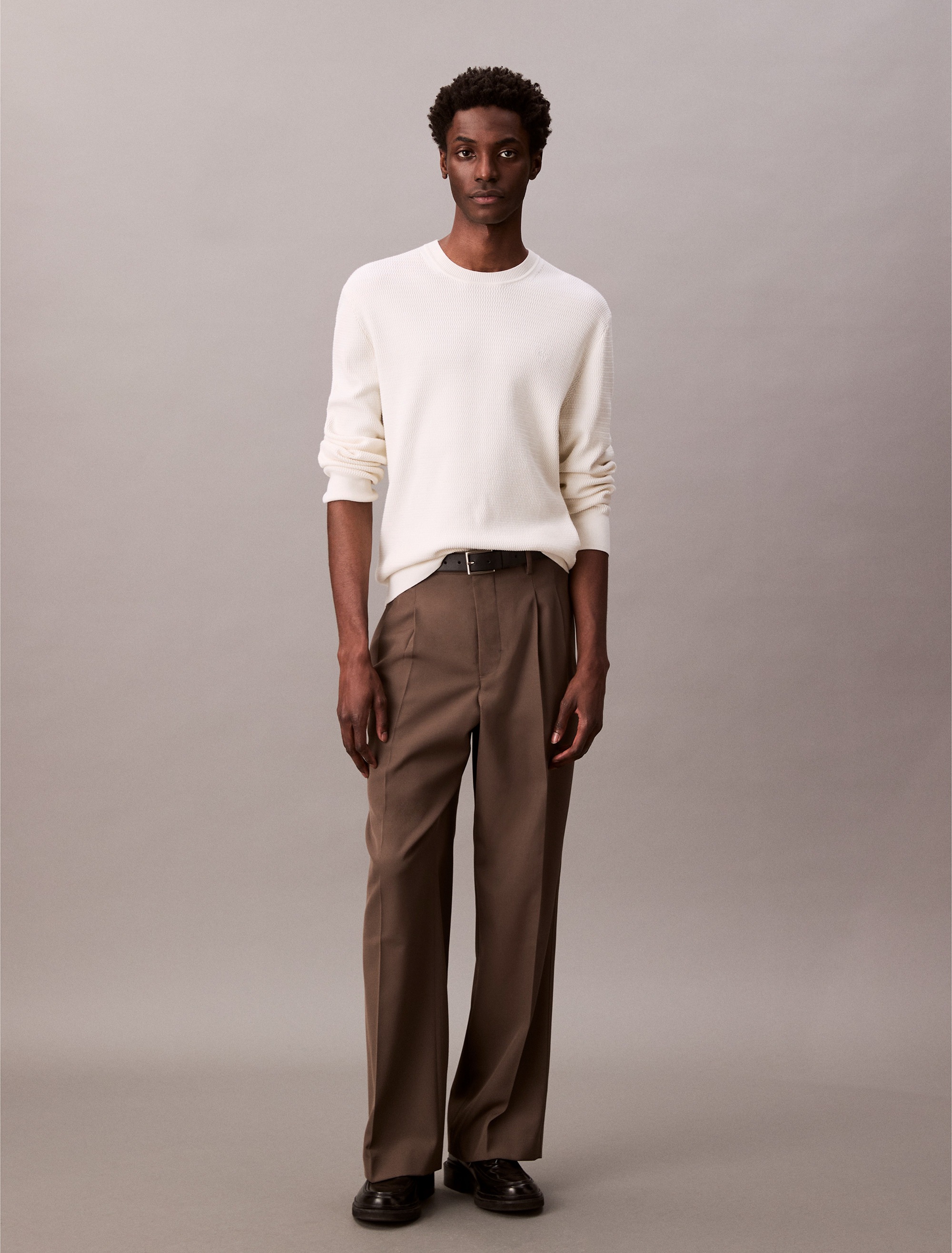 Calvin Klein Strickpullover »LS TXTR CTTN CRWNK S«, Mit Rundhalsausschnitt