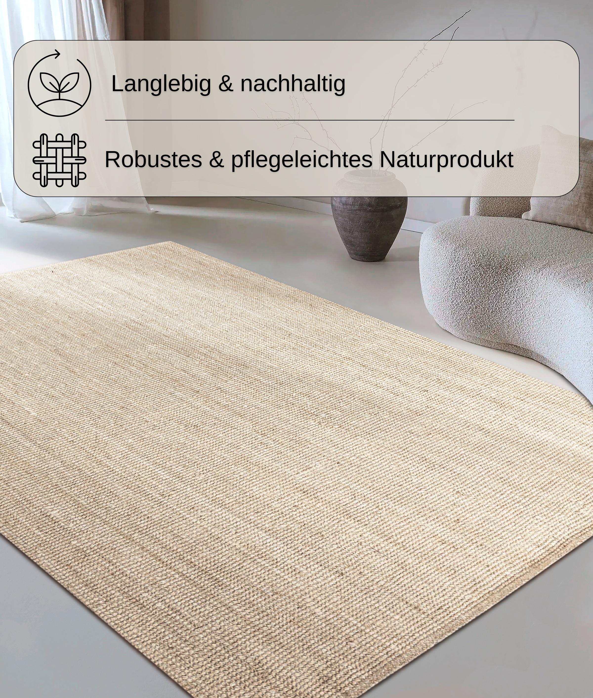my home Teppich »Avot Juteteppich«, rechteckig, 10 mm Höhe, 100% Jutefaser, günstig online kaufen