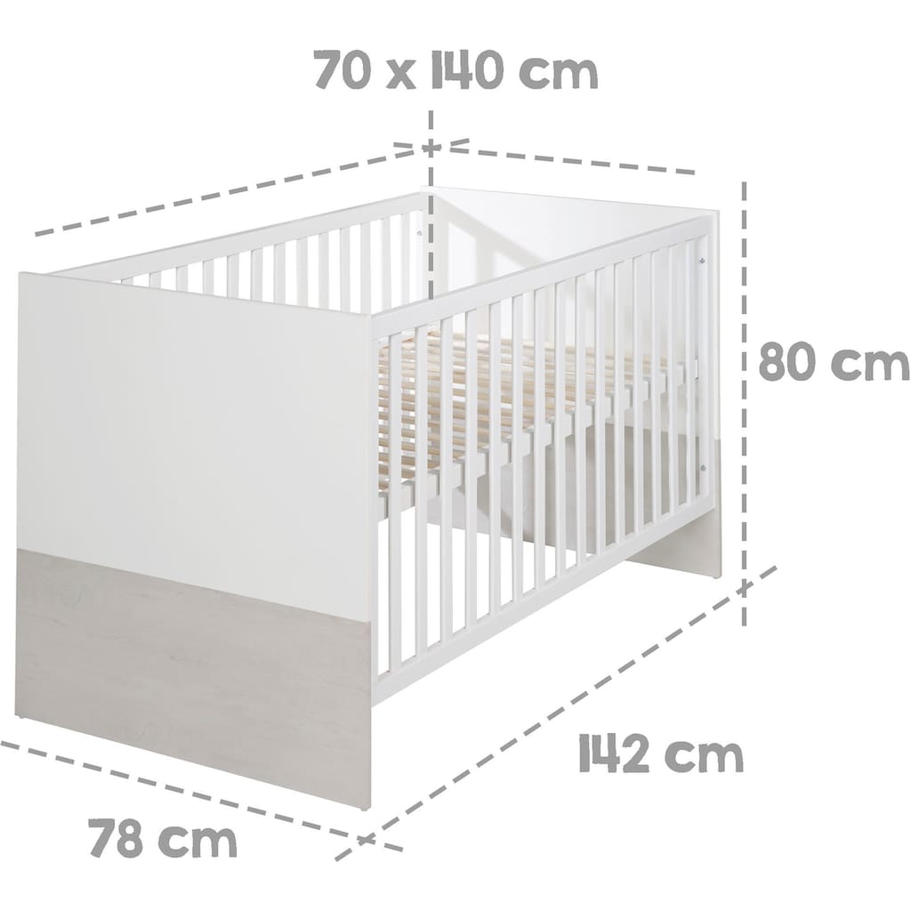 roba® Babyzimmer-Komplettset »Julia«, (Set, 3 St., Kinderbett, Schrank, Wickelkommode)