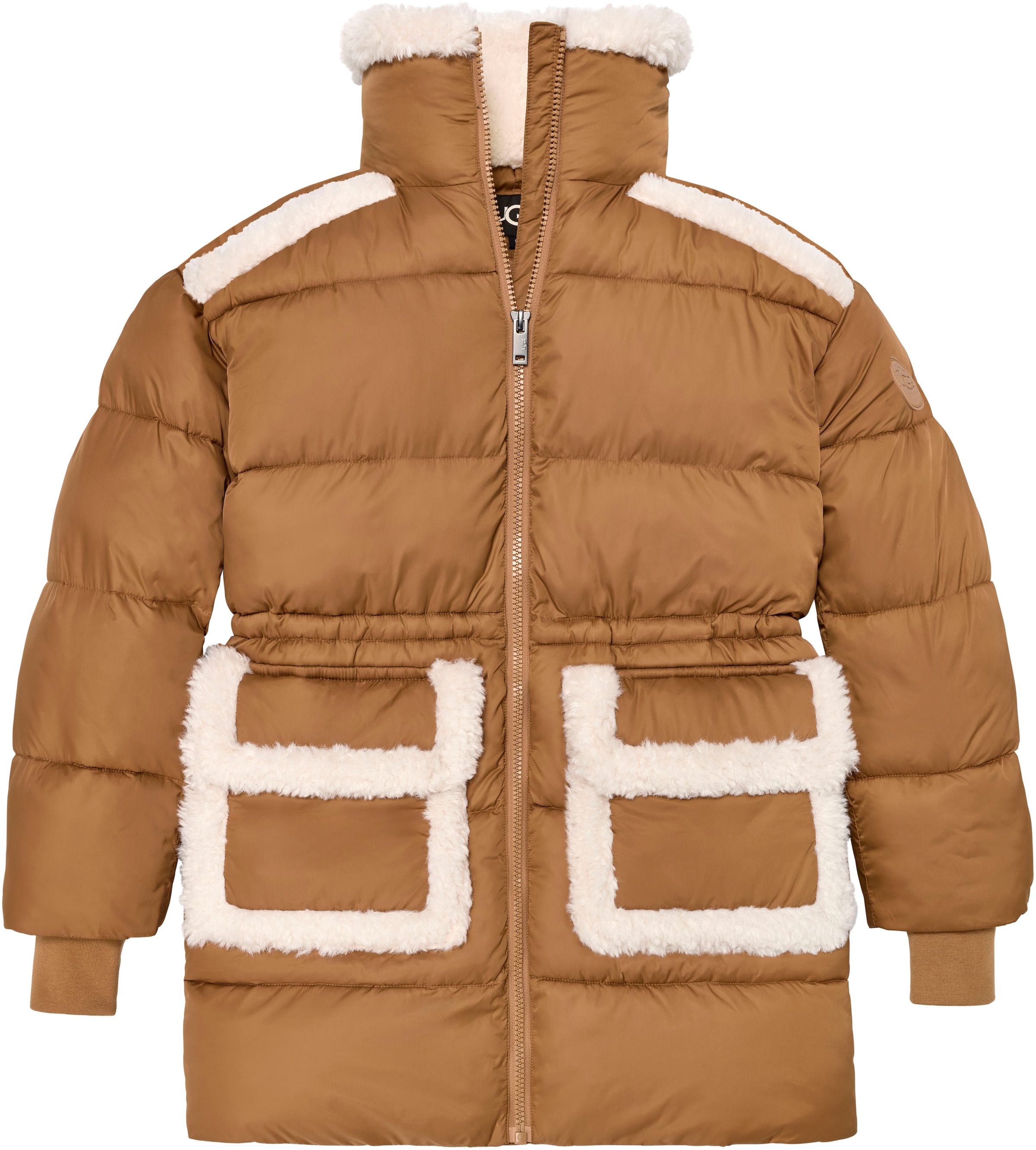 UGG Steppmantel »W AMAL PLUSHSEAM PUFFER COAT«, mit Plüschapplikationen