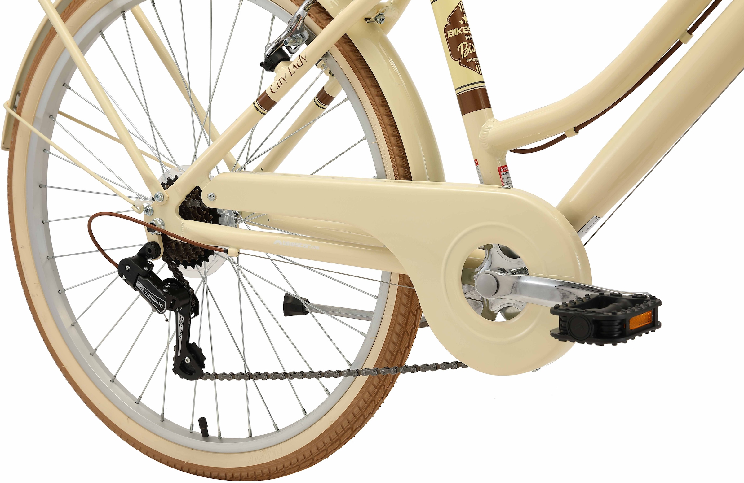 Bikestar Cityrad, 7 Gang, Shimano, RD-TY21 Schaltwerk, Kettenschaltung, für Damen, Kettenschaltung