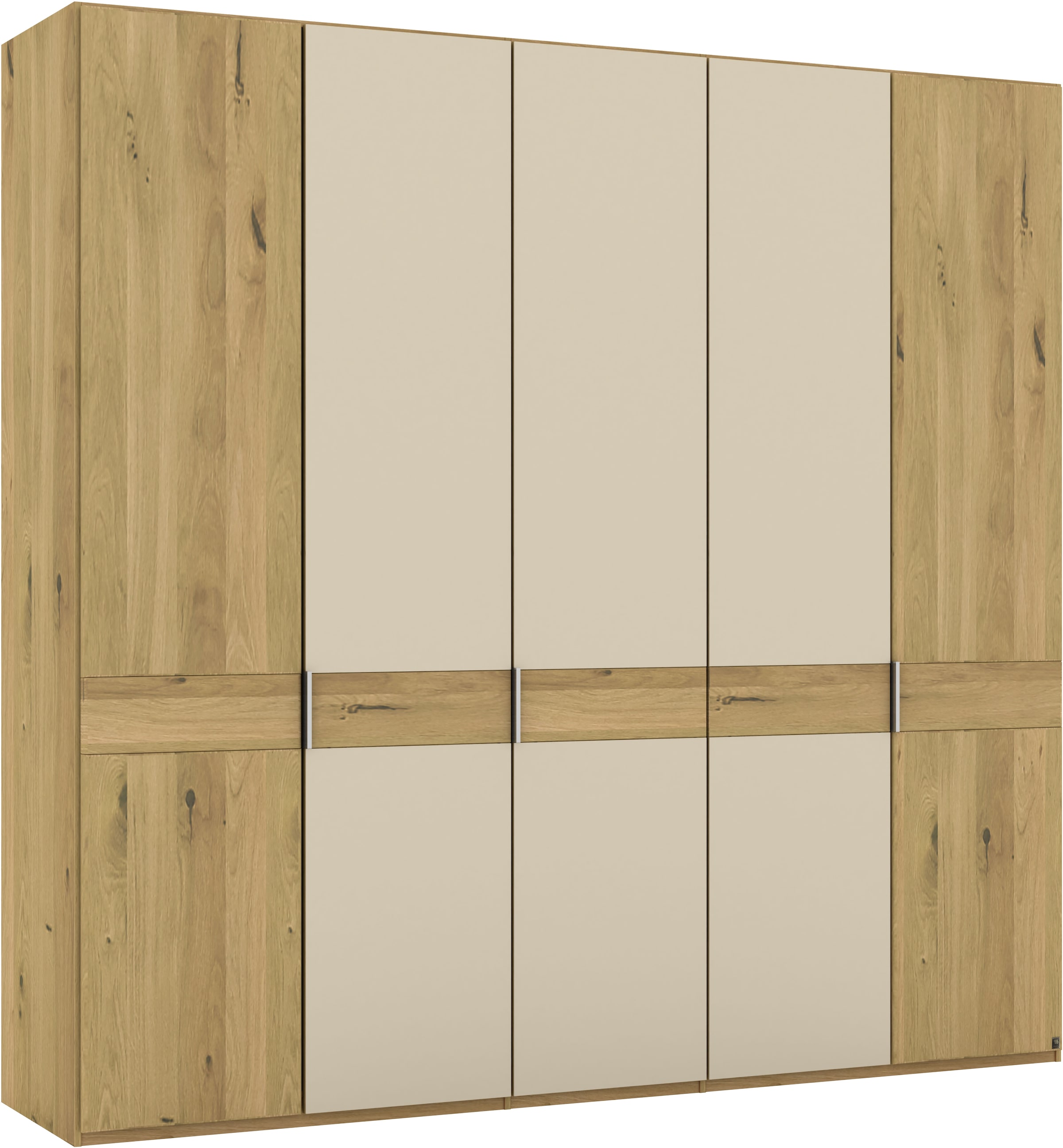 Musterring Drehtürenschrank »Savona, Kleiderschrank, Schrank, Garderobe, teilmassiv Eiche«, (mit Türdämpfern, mit Spiegel oder Glas, extra Böden, MADE IN GERMANY), Türen in Bianco-Eiche massiv, Spiegel-/Glastüren, verschiedene Größen