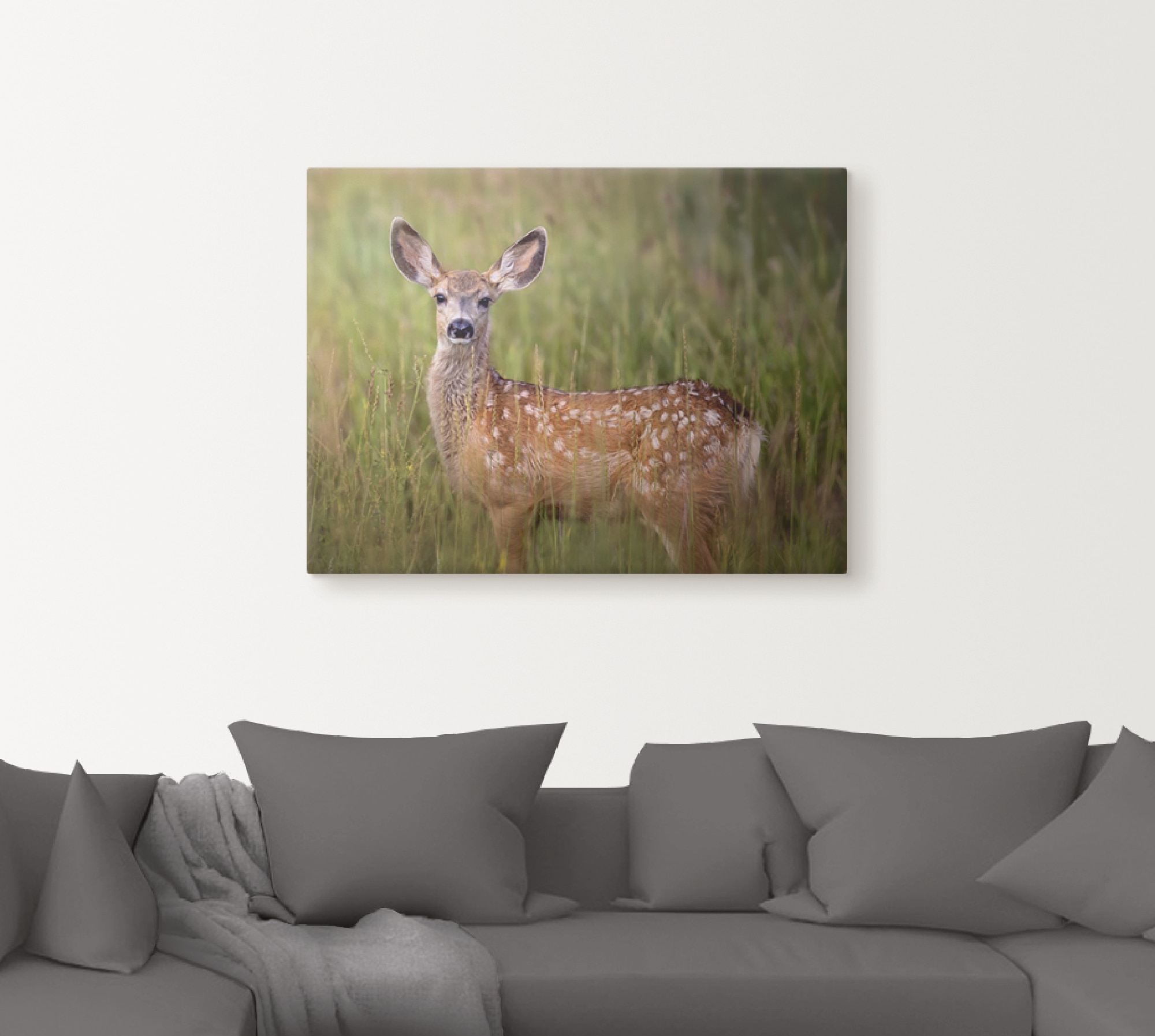 Artland Leinwandbild »Hirsch Beobachtung IV«, Wildtiere, (1 St.), auf Keilrahmen gespannt