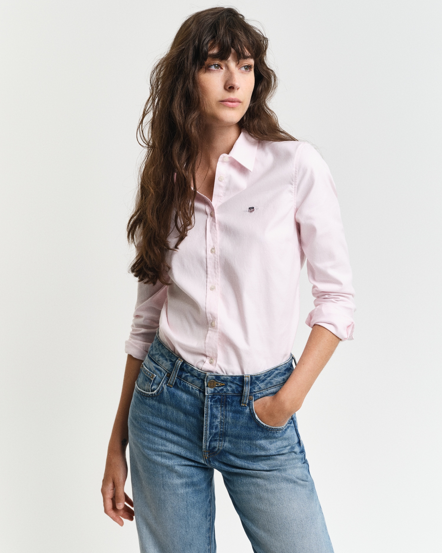Gant Langarmbluse »New Slim Stretch Oxford Blouse« für bequemen Sitz u. Bewegungsfreiheit, New Slim Stretch, bügelfrei