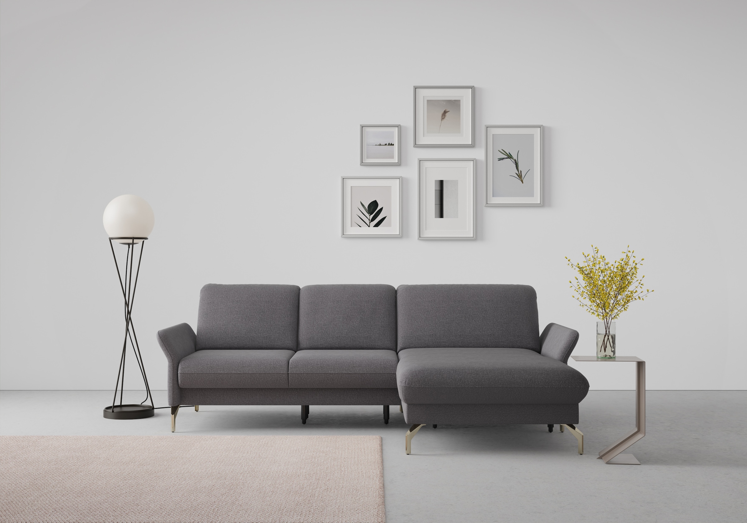 sit&more Ecksofa »Fashion L-Form«, wahlweise mit Kopfteilverstellung, Vorziehsitz, motorisch, Nickelfüße