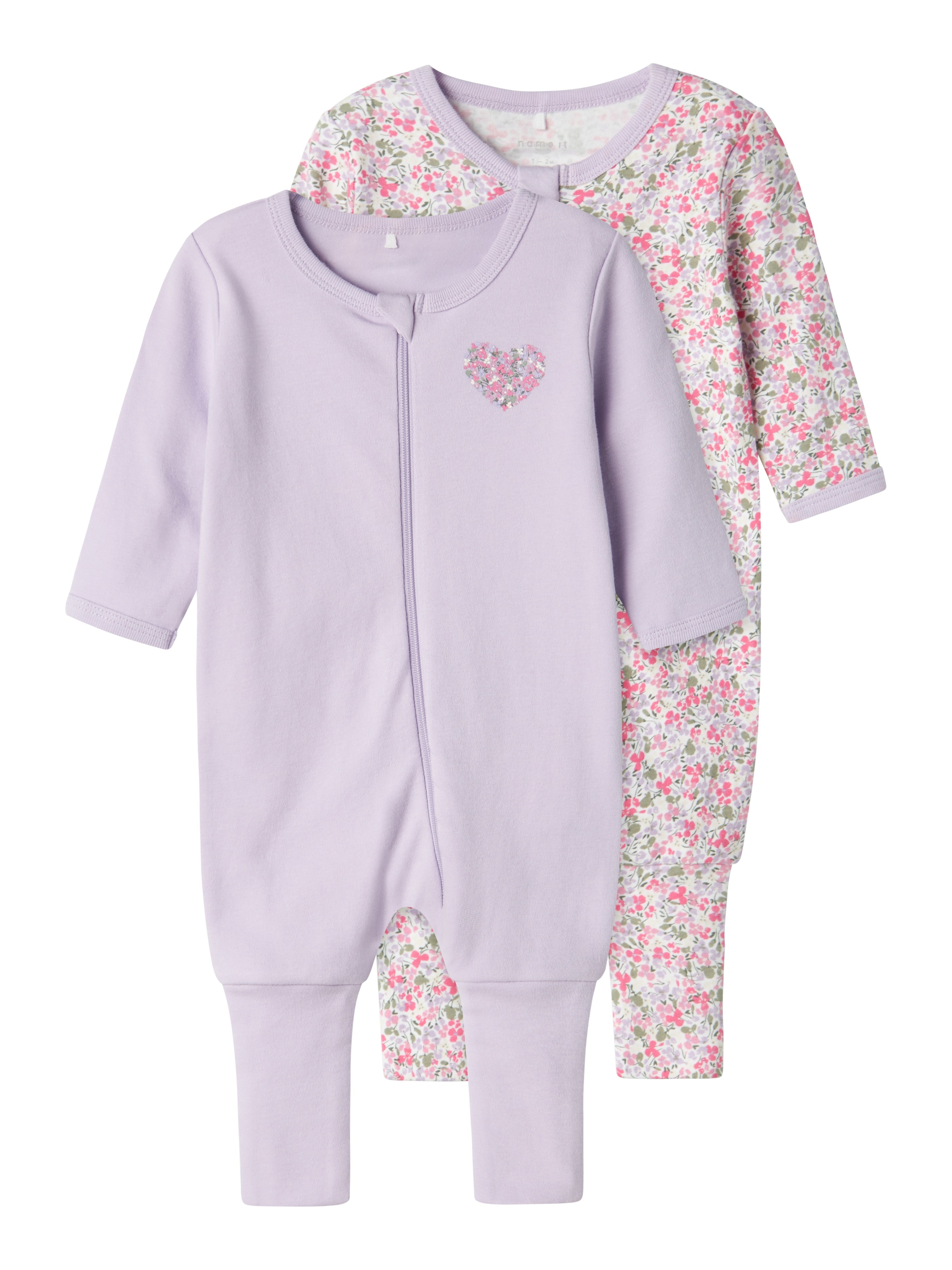 Name It Schlafanzug »NBFNIGHTSUIT 2P ZIP FF PETIT FLOWER NOOS«, (Set, 2 tlg.)