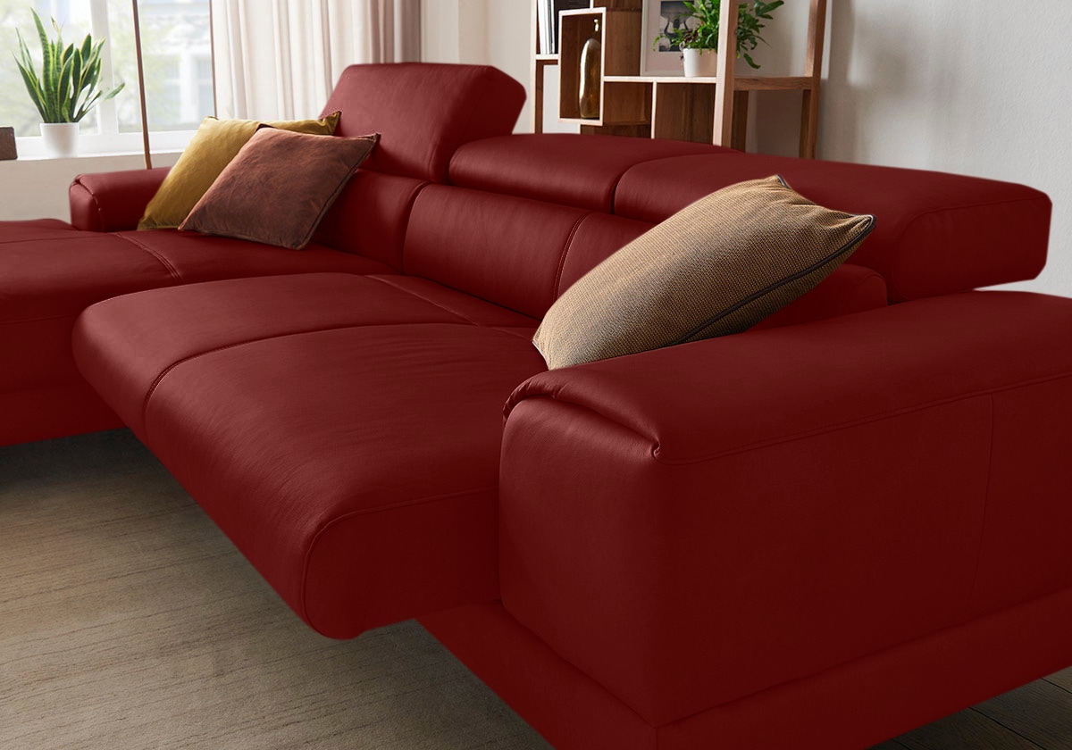 W.SCHILLIG Ecksofa »piedroo, Designsofa mit tollem Sitzkomfort, elegant und bequem, L-Form«, Kopfteilverstellung, wahlweise mit Sitztiefenverstellung, Breite 303cm