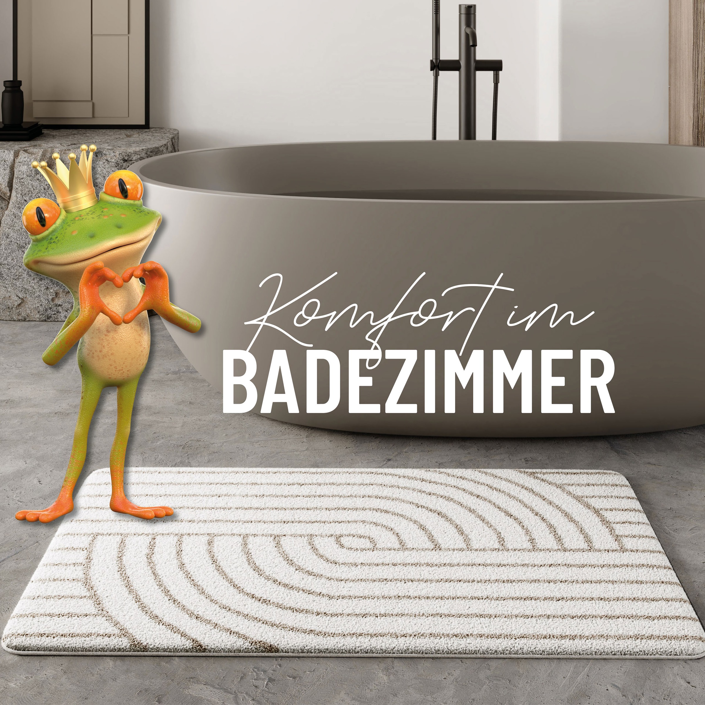 Wecon home Basics Badematte »Hilda«, waschbar, rutschfest, strapazierfähig, pflegeleicht mit Retro Muster