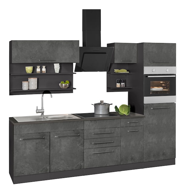 HELD MÖBEL Küchenzeile »Tulsa«, mit E-Geräten, Breite 330 cm, schwarze  Metallgriffe, MDF Fronten online bestellen