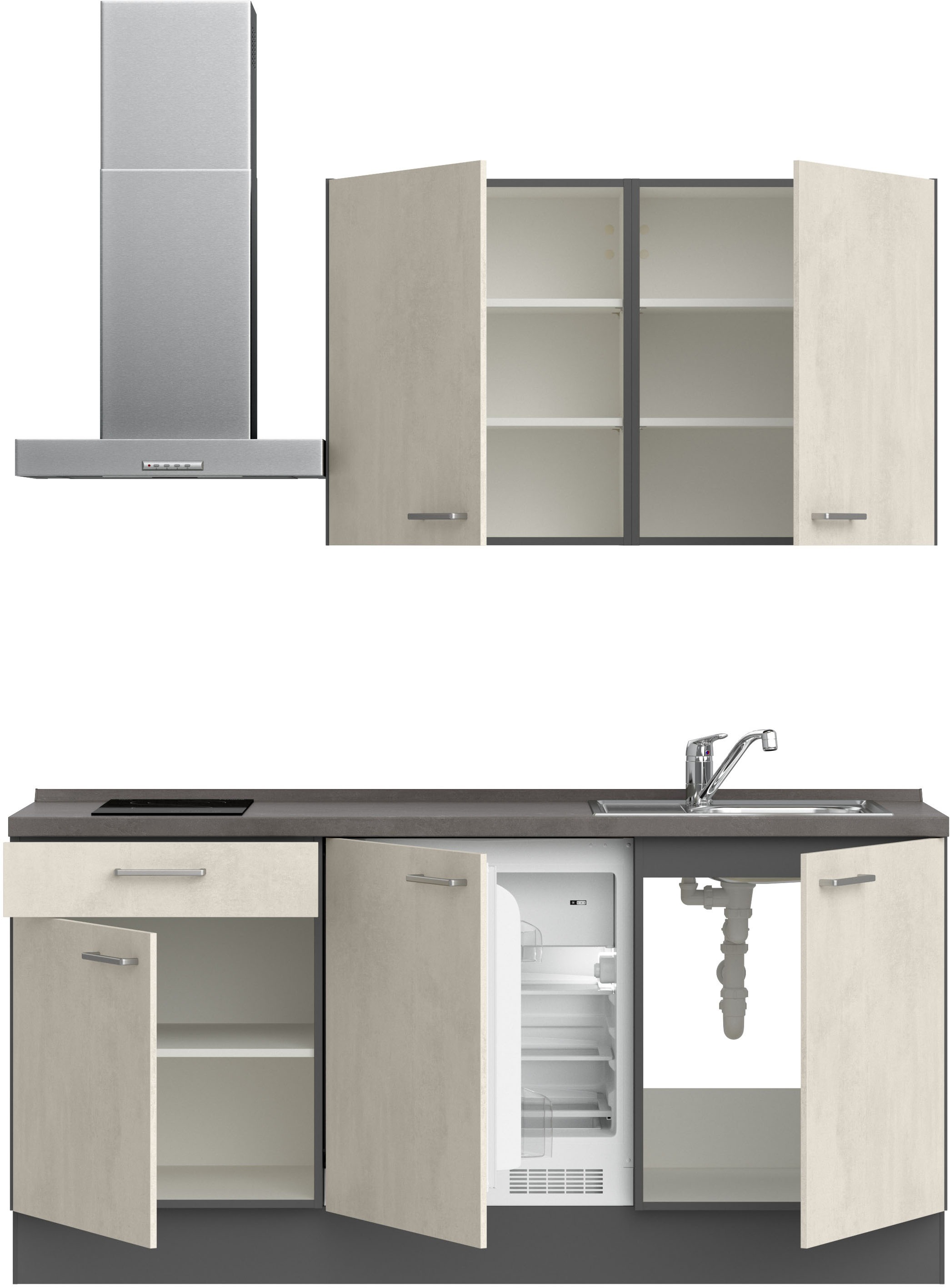 nobilia® Küchenzeile »"Riva I"«, vormontiert, Ausrichtung wählbar, Breite 180 cm, wahlw. mit E-Geräten