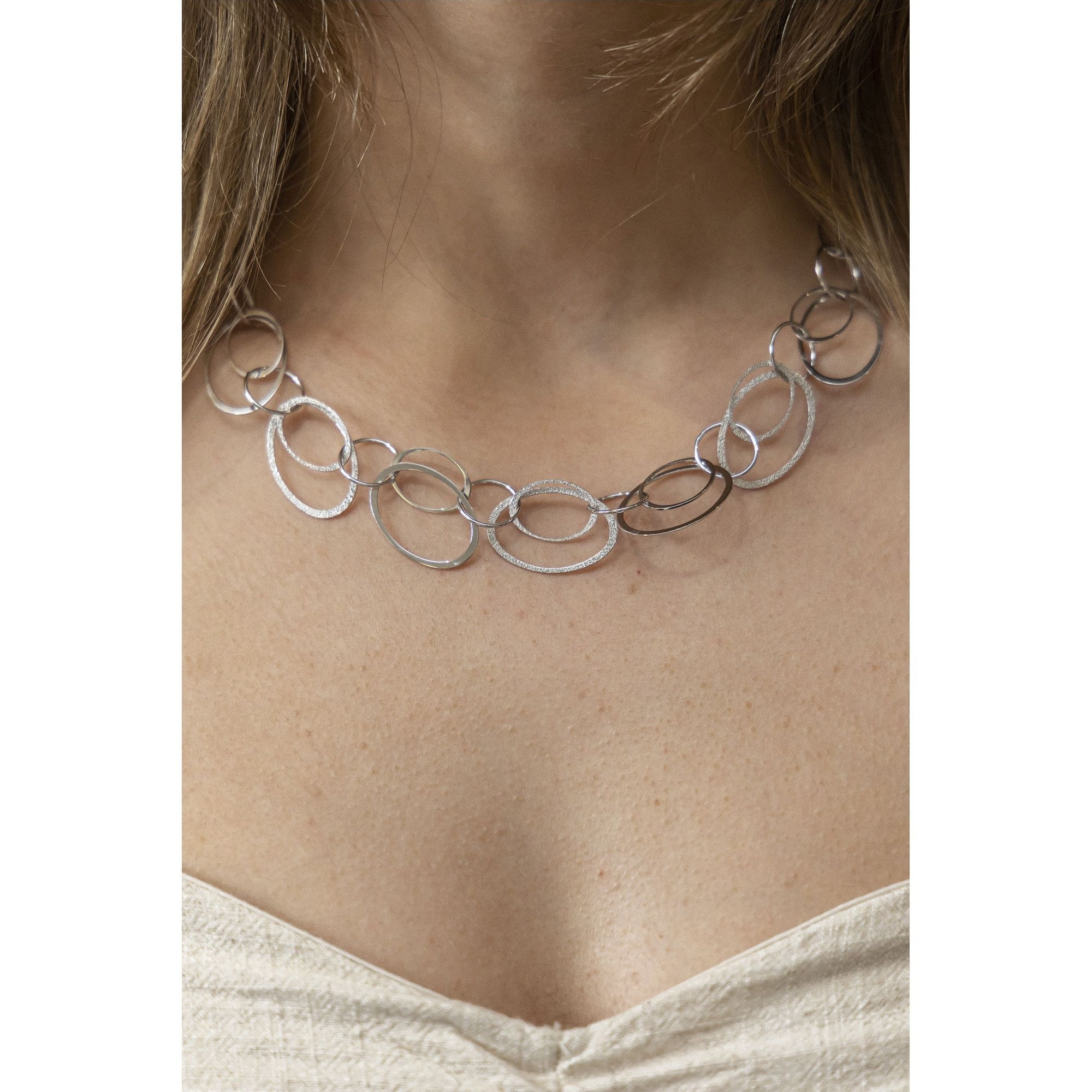 CELESTA Collierkettchen »Silber 925 rhodiniert aus Ringen 45cm lang«