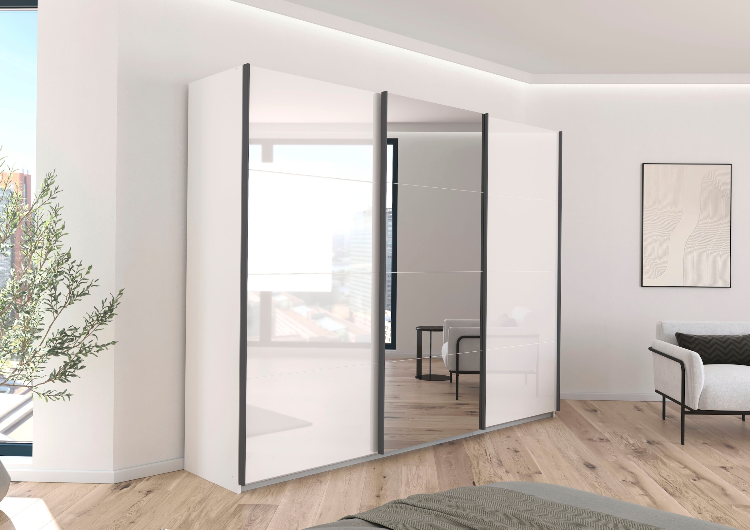 rauch Schwebetürenschrank »Kleiderschrank Schrank OTTO´S CHOICE Garderobe AGORDO«, (in zwei Griff-Farben), Top Innenausstattung, in 4 Breiten und 2 Höhen MADE IN GERMANY