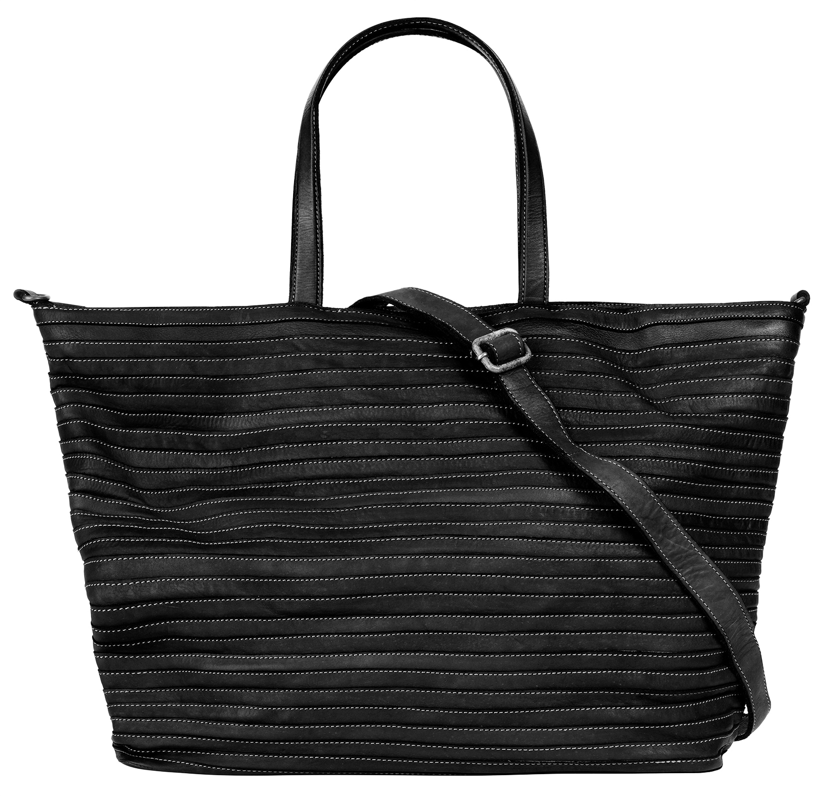 Shopper, echt Leder, Made in Italy, Gr. B/H/T: 37 cm x 30 cm x 14 cm onesize, schwarz
