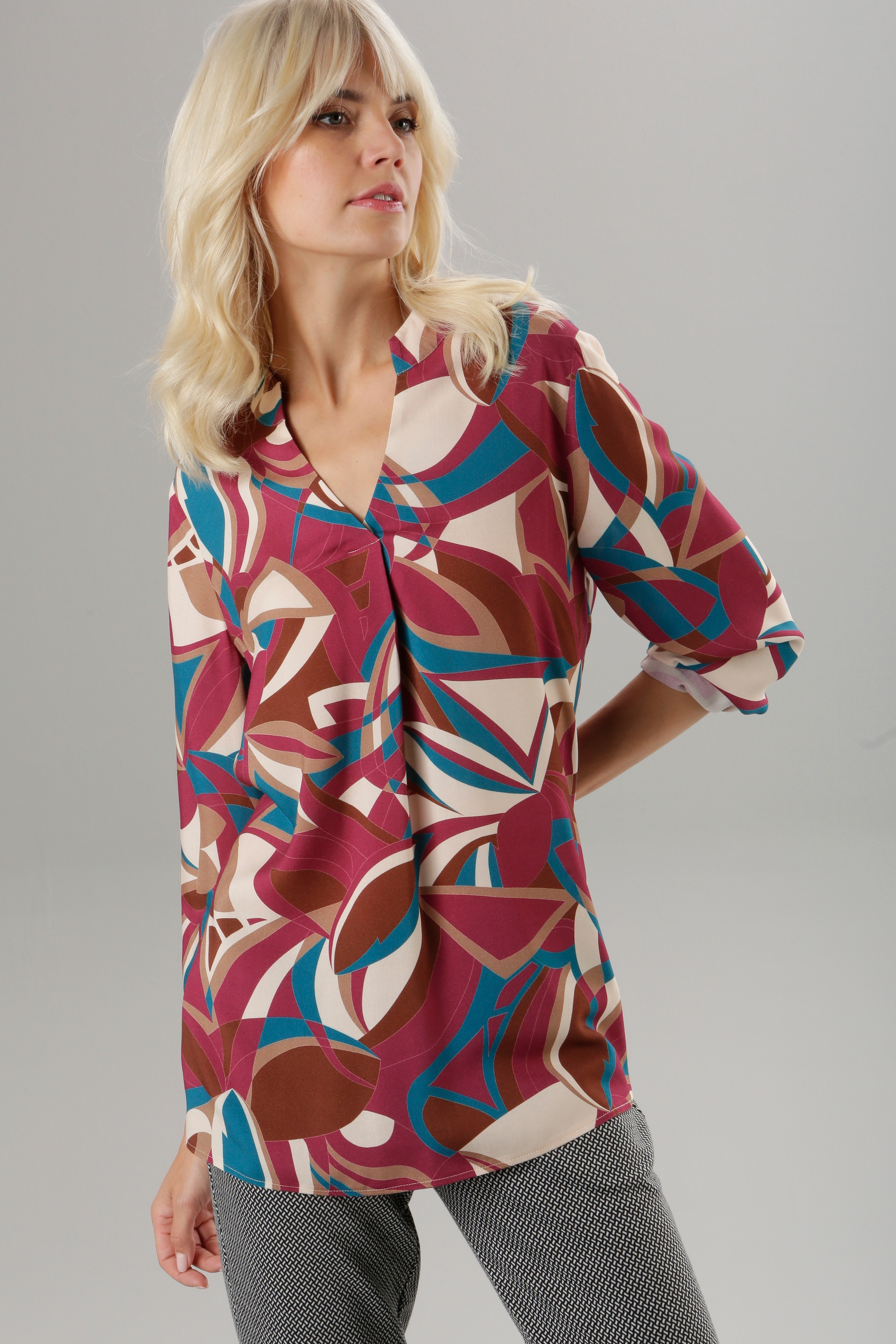 Aniston CASUAL Hemdbluse, bei im bunten Patch-Dessin online - Blumendrucken mit NEUE KOLLELKTION