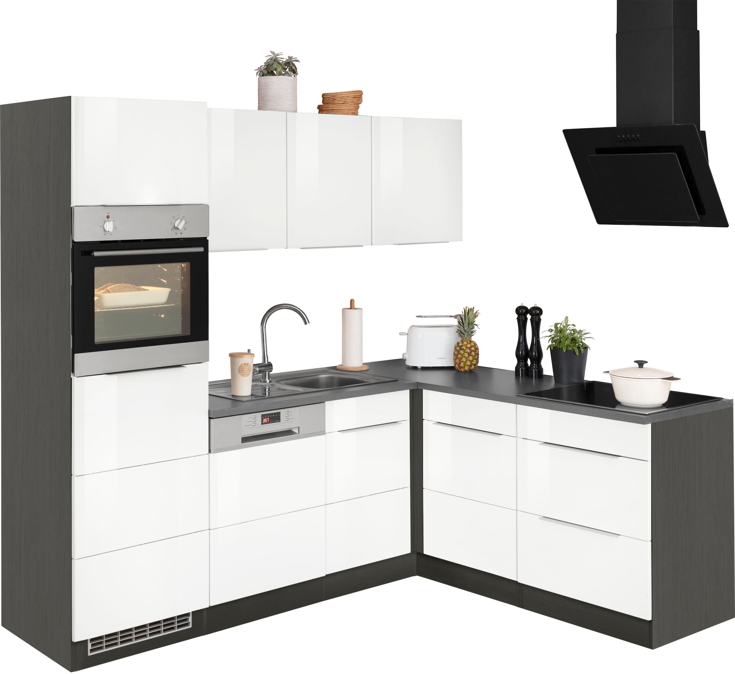 KOCHSTATION Winkelküche »KS-Brindisi«, Stellbreite 230/170 cm, wahlweise mit E-Geräten, mit MDF-Fronten