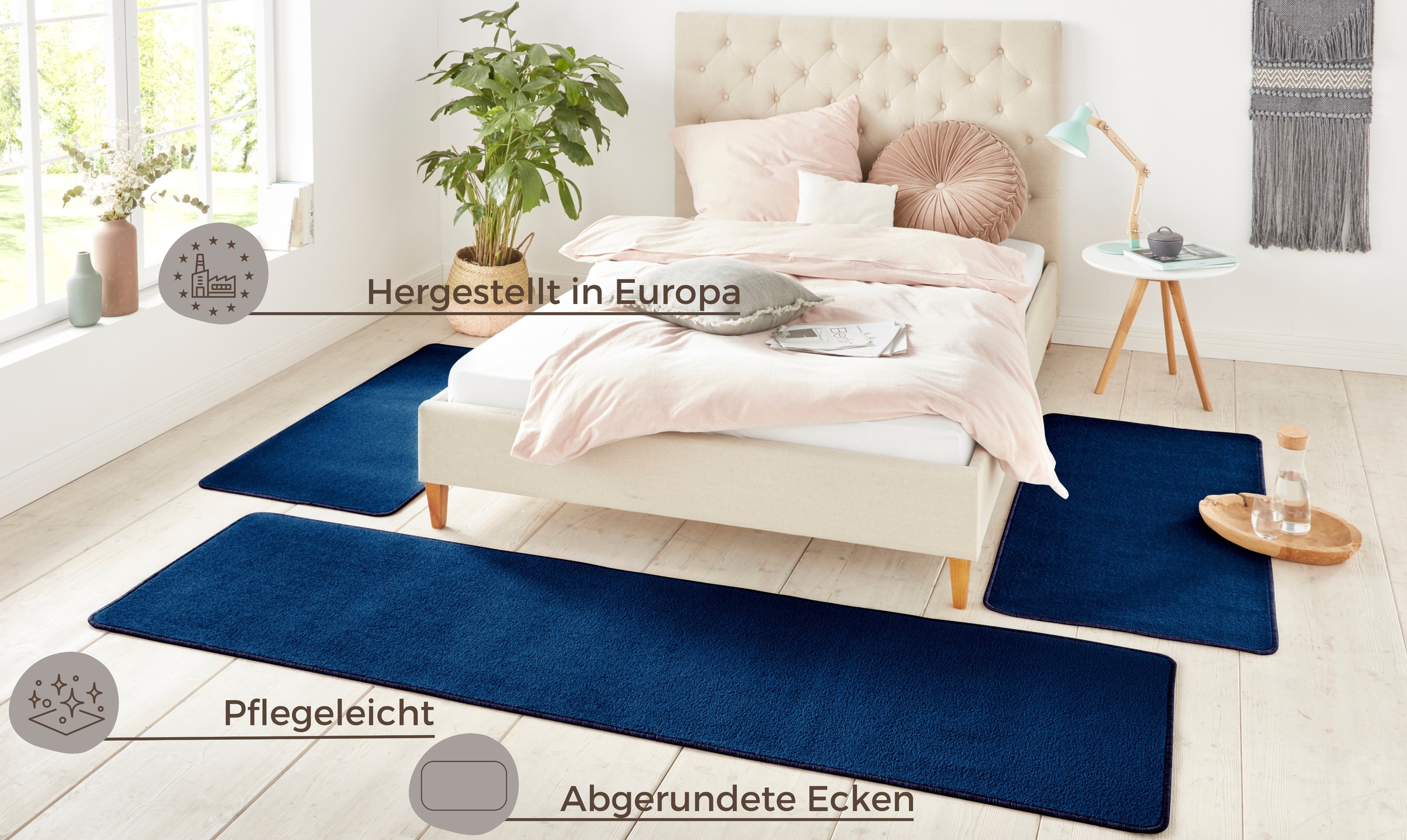 HANSE Home Bettumrandung »Shashi«, (3 tlg.), Kurzflor, Unifarben, Teppich, günstig online kaufen