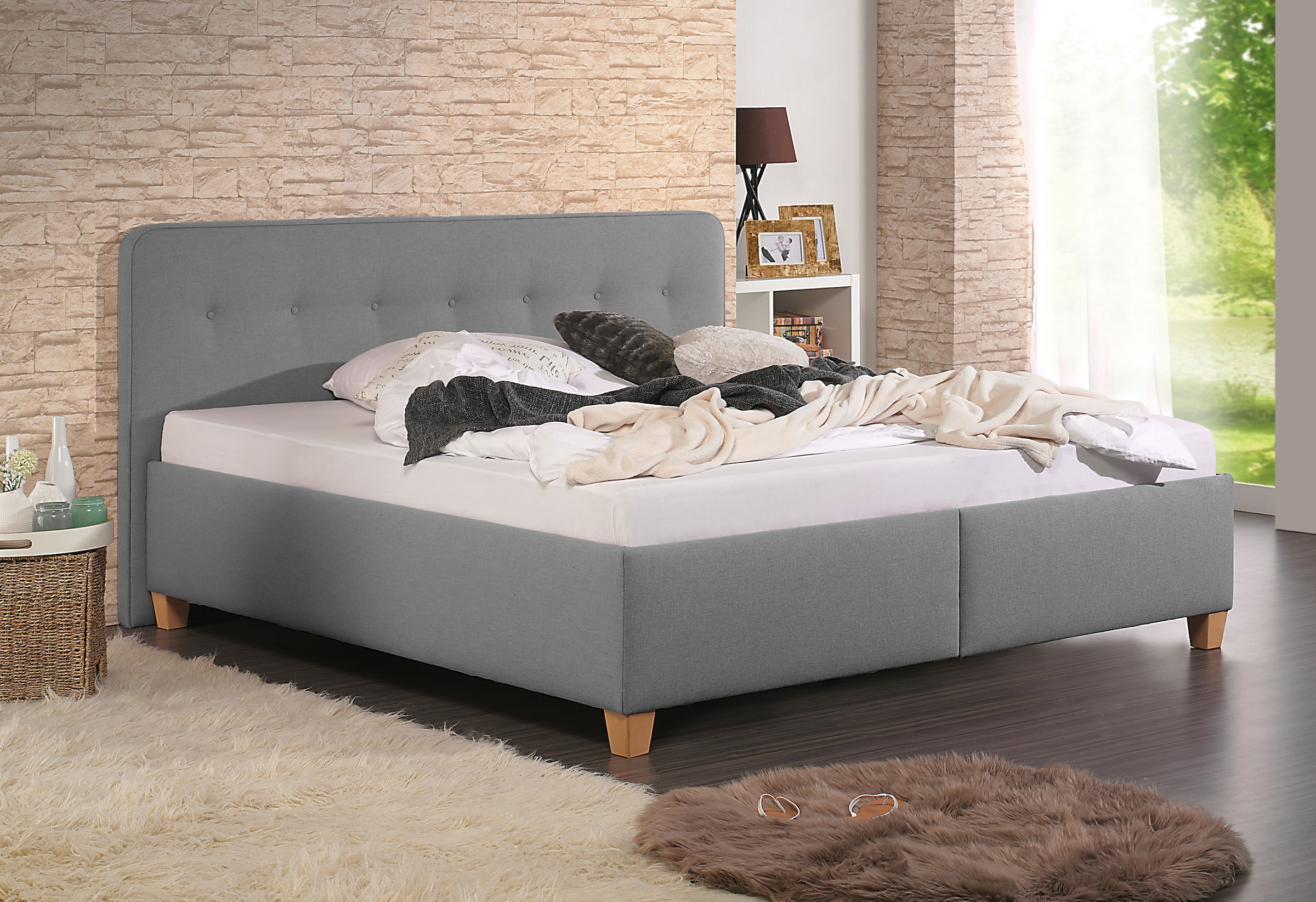 Maintal Polsterbett "Mison" mit oder ohne Matratze Bonell-, Kaltschaum-, Ta günstig online kaufen