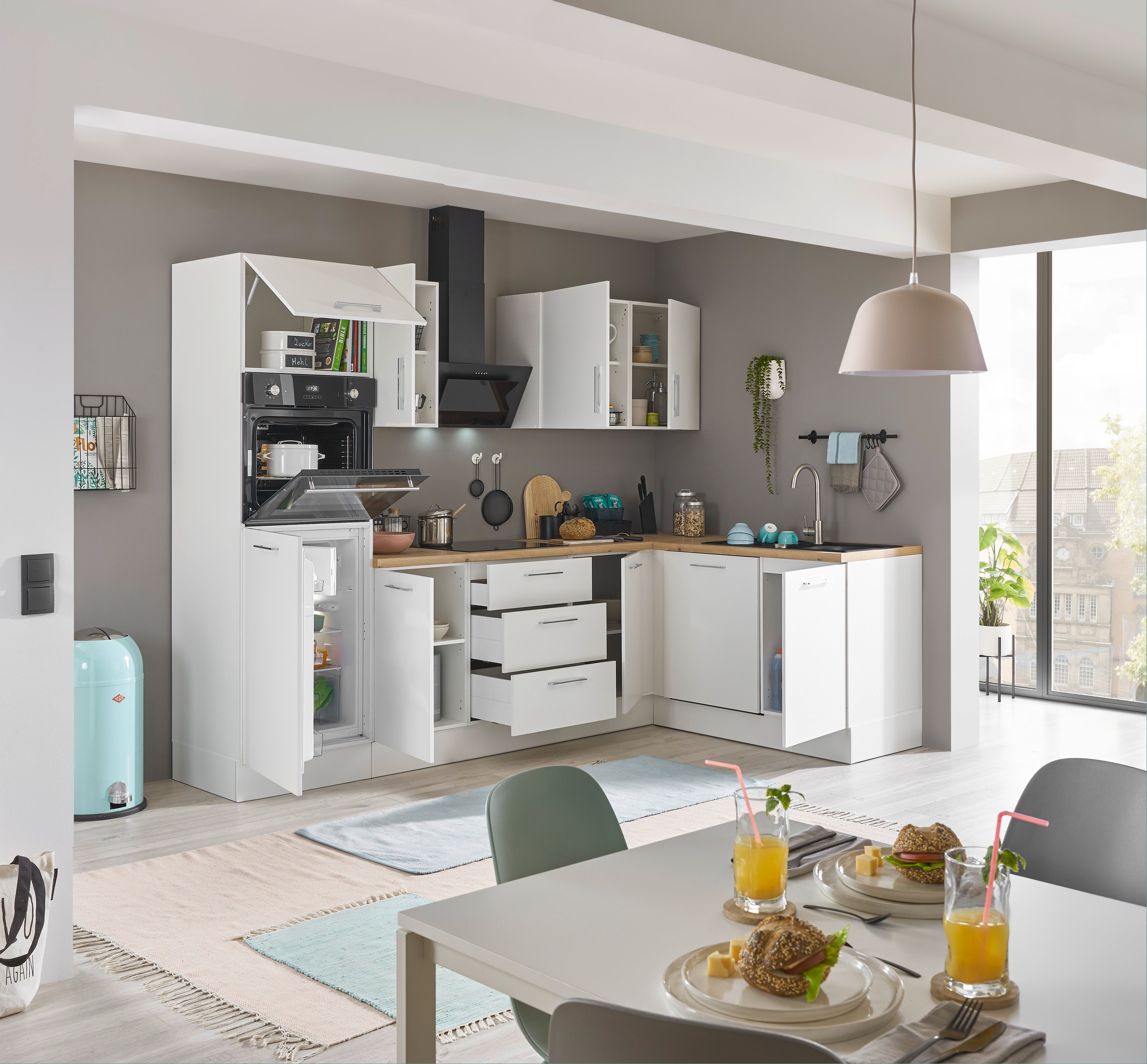 BASIC by Balculina Winkelküche »Turin«, Stellbreite 280x175 cm, wahlweise mit E-Geräten