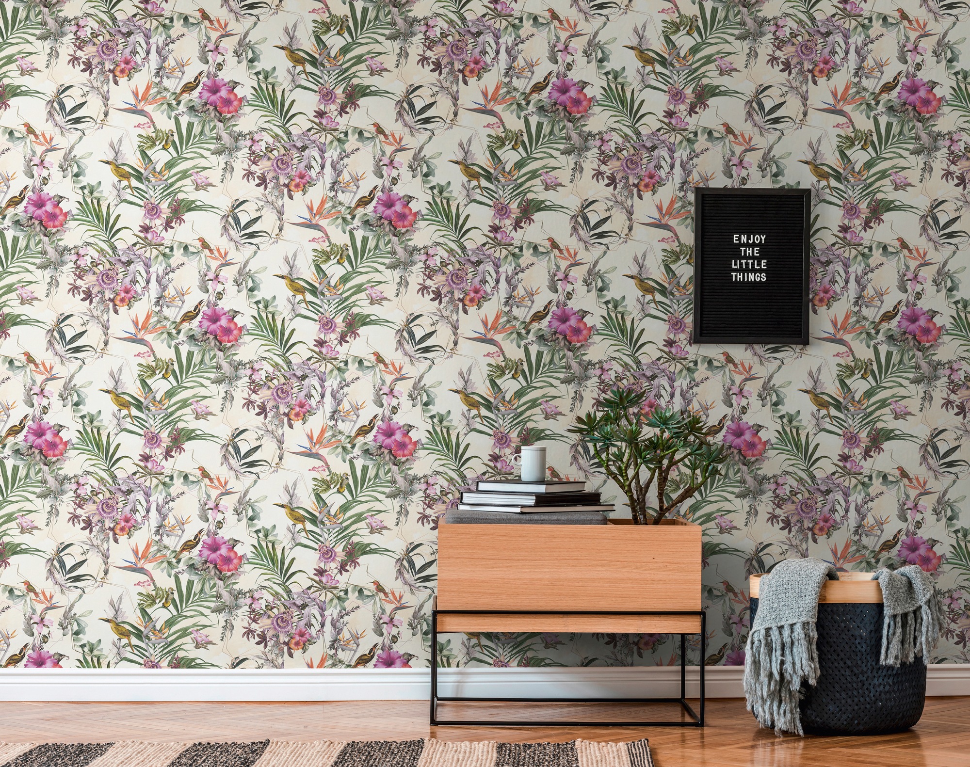A.S. Création Vliestapete »Dream Flowery«, floral-botanisch-Wald, Vogeltapete Tapete Blumenoptik Tapeten Wohnzimmer Schlafzimmer Küche