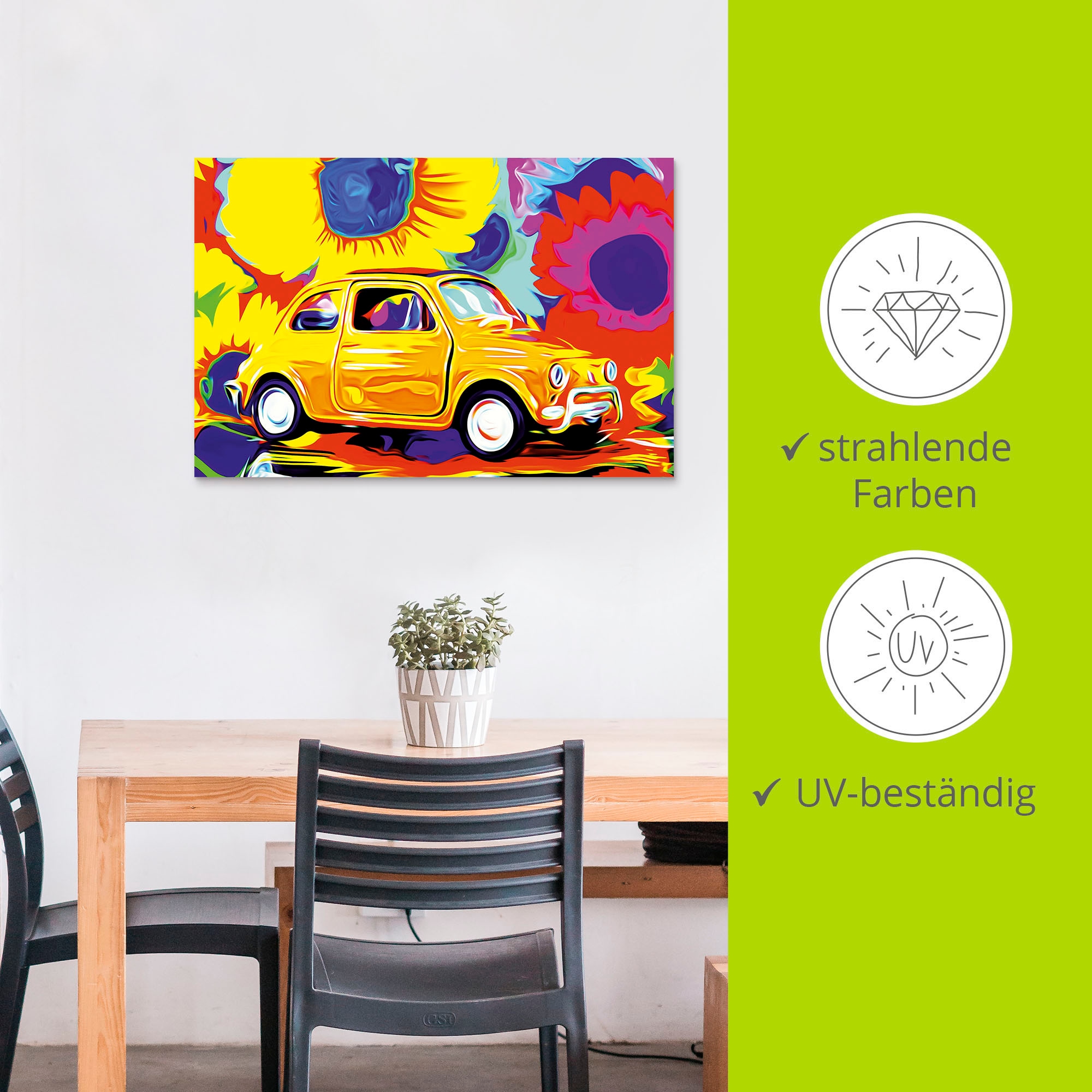 Artland Wandbild »Fiat 500«, Auto, (1 St.), als Alubild, Leinwandbild, Wandaufkleber oder Poster in versch. Größen