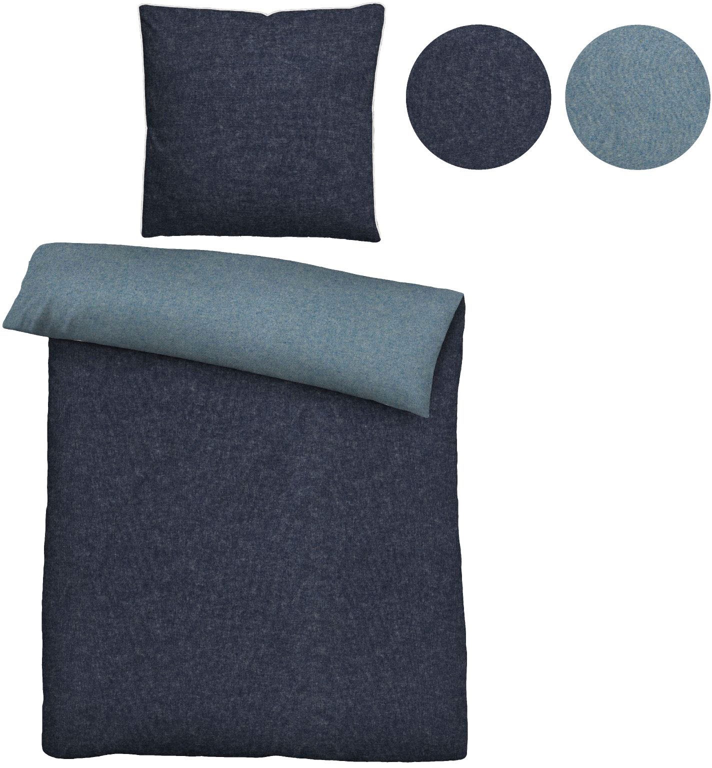 Biberna Wendebettwäsche »Hermal«, aus weicher, wohlig warmer Flanell (Biber) Qualität in Melange Optik, aus 100% Baumwolle, STANDARD 100 by OEKO-TEX® zertifiziert, Made in Germany
