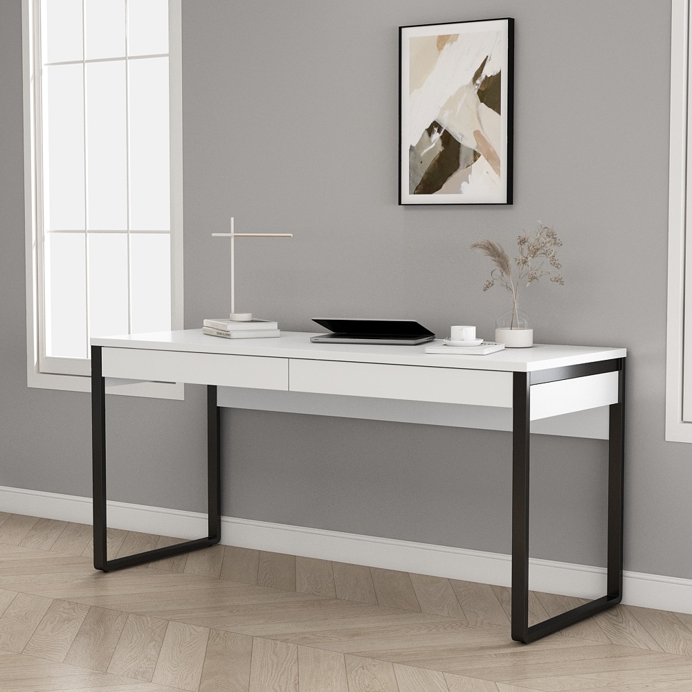 OTTO home Schreibtisch »Moid, Computertisch im modernen Design,« Breite 120/140/160 cm, mit Metallbeinen & Schublade