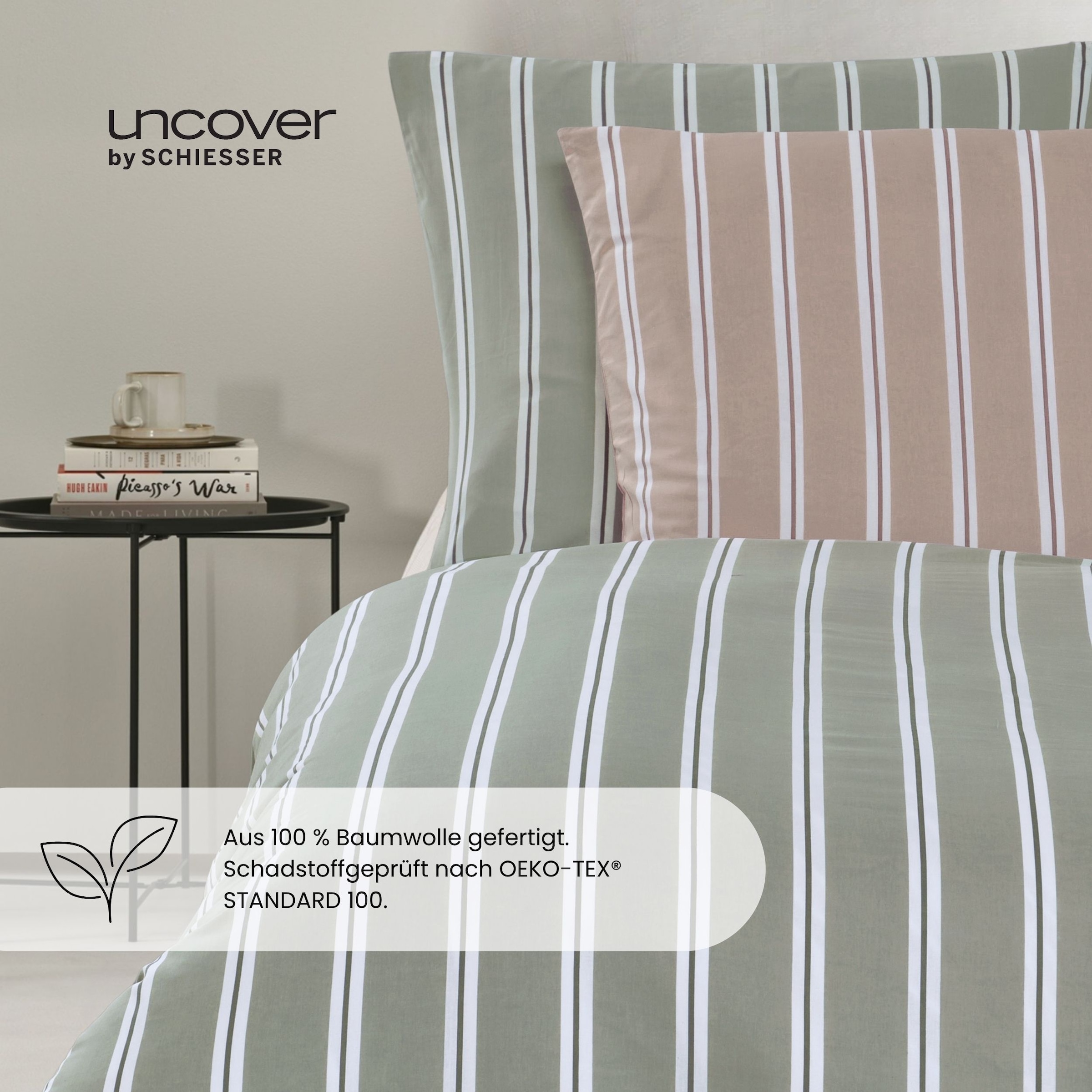 uncover by SCHIESSER Bettwäsche »Colorado mit Streifen in angesagten Farben, 135x200 cm + 80x80 cm« 2 Stk. OEKO-TEX® MADE IN GREEN