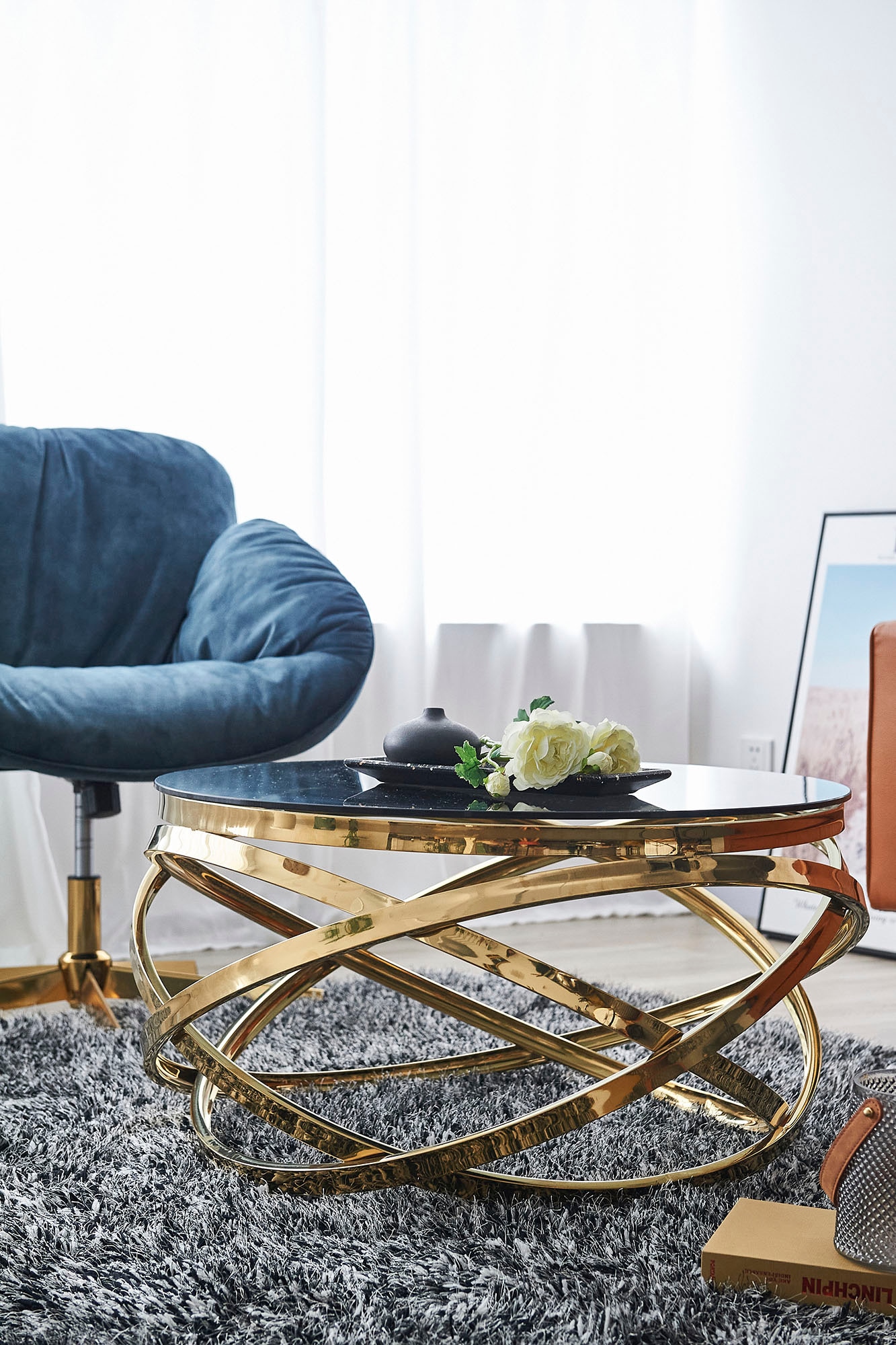 SalesFever Couchtisch, Gestell gefertigt aus rostfreiem Edelstahl