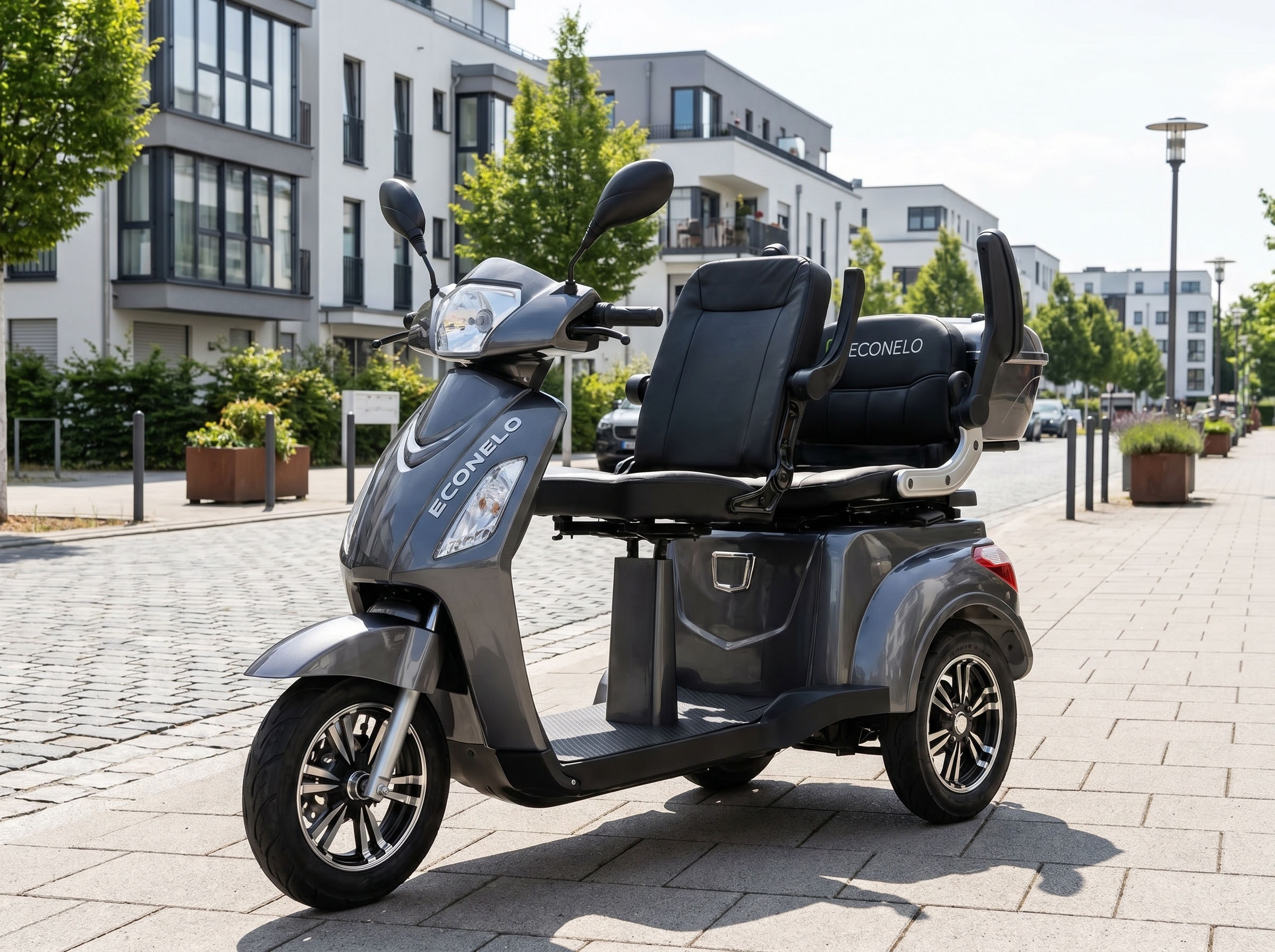 ECONELO Elektromobil 1.000 W 25 km/h Sicherheitsrollen gegen Kippen, 3 Geschwindigkeitsstufen