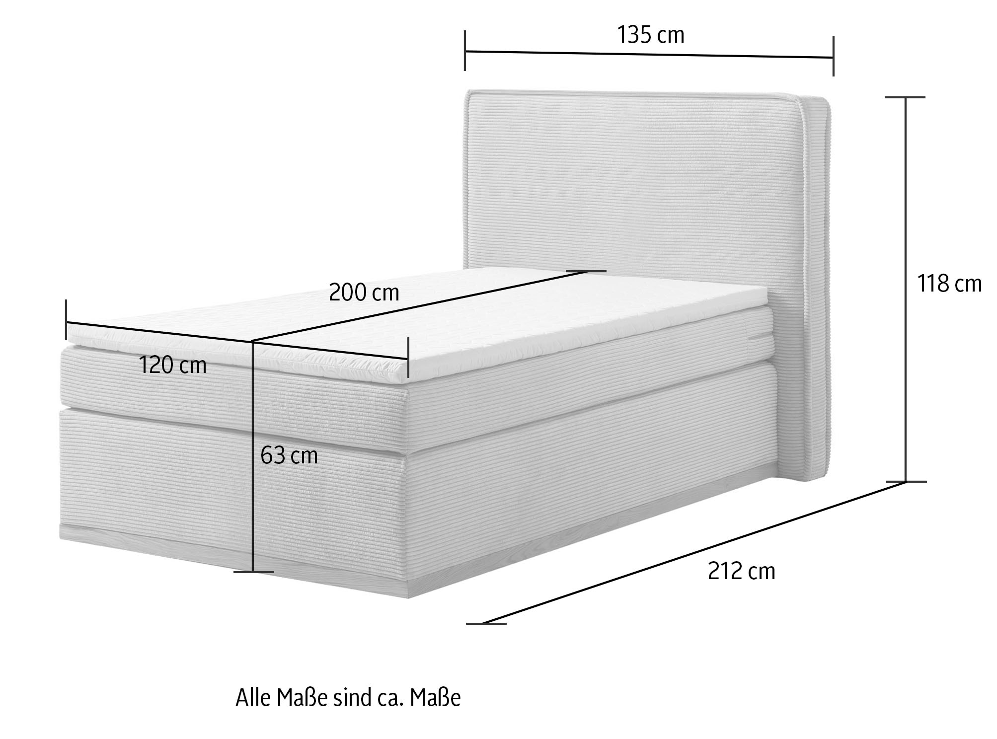 Home affaire Boxspringbett »SHERWOOD Hotelbett, Polsterbett«, Hochwertiger Cord,weiche Velours-Struktur, mit Topper, Eiche