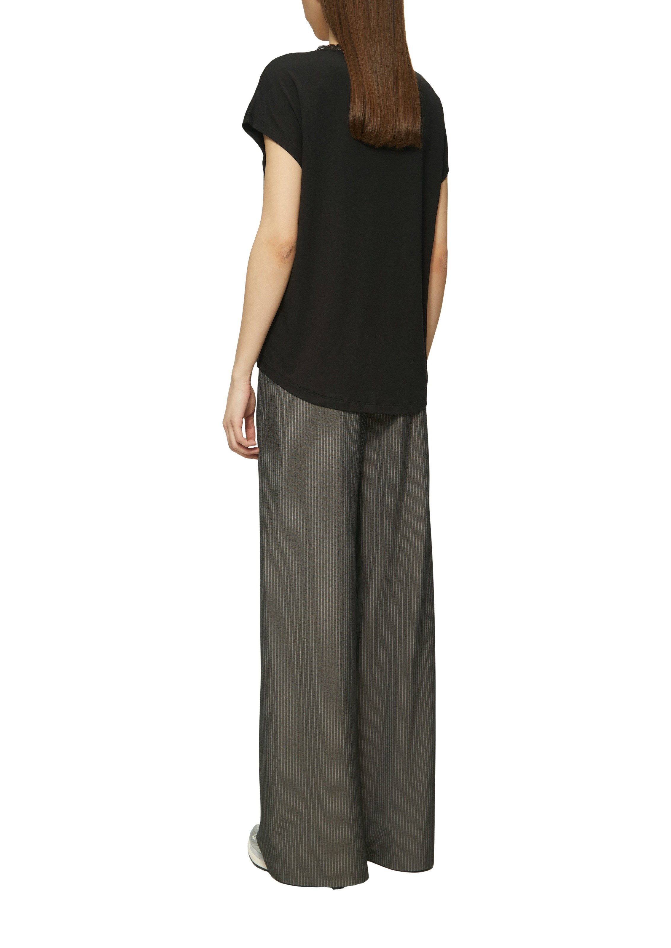 QS T-Shirt mit Spitze am Ausschnitt