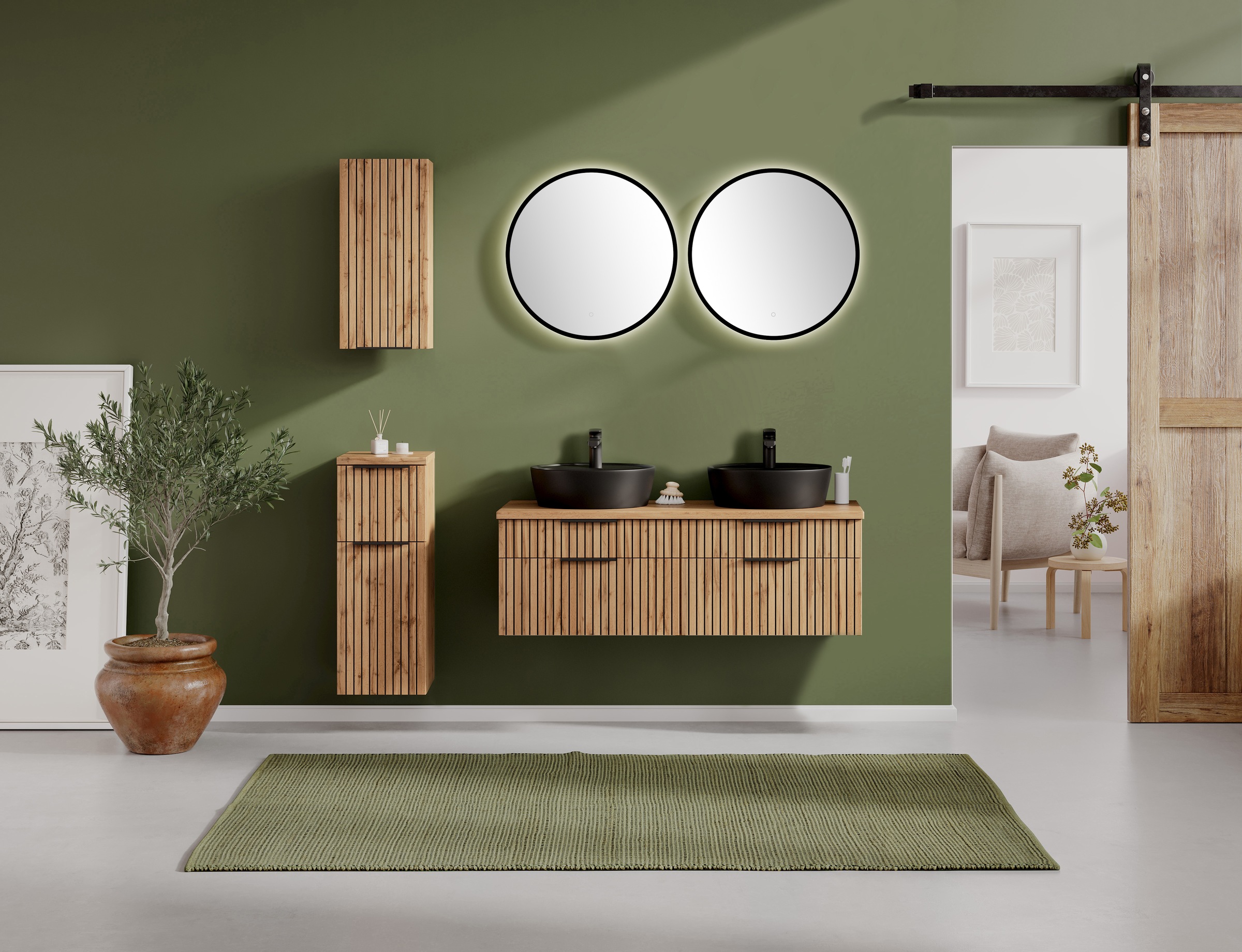 welltime Badmöbel-Set »Welltime, Carlton Waschtisch-Set, 80 oder 120 cm, gestreift«, (3 St.)