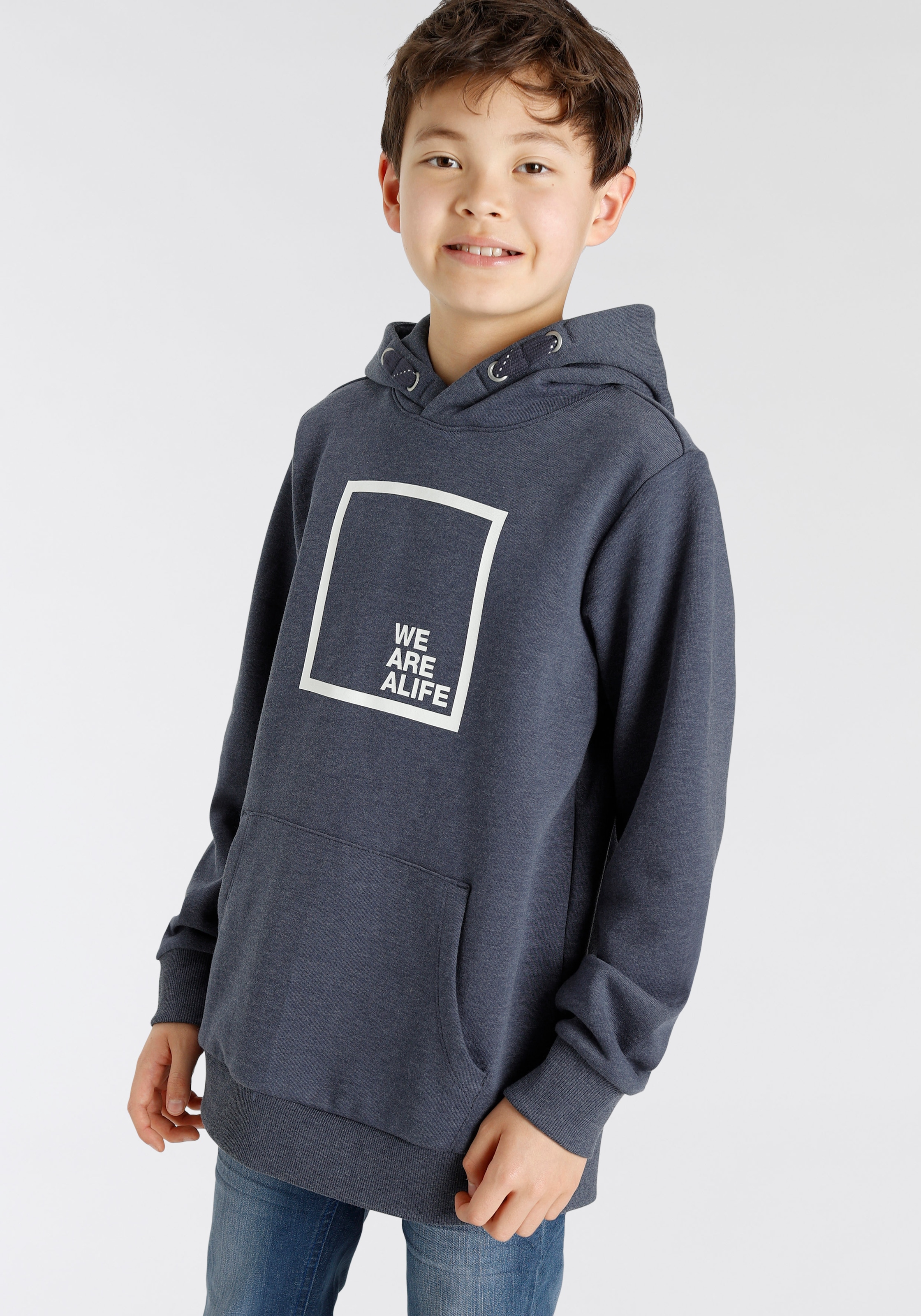 Alife & Kickin Kapuzensweatshirt »Logo-Print«, in melierter Qualität