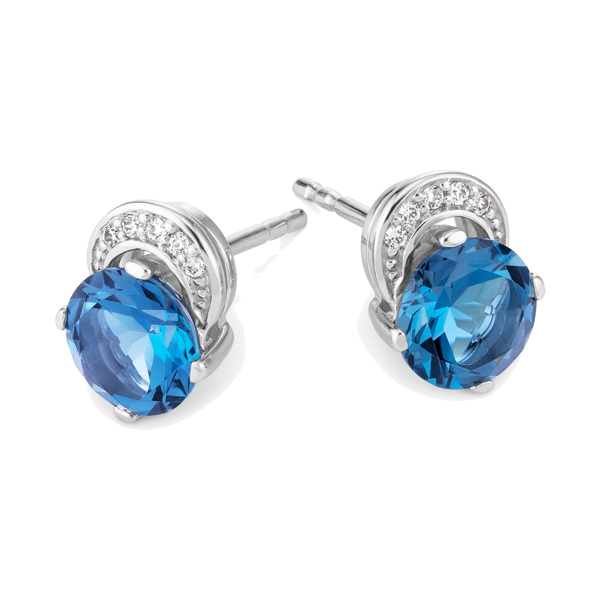 Orolino Paar Ohrstecker »Gold 585 mit Blautopas (beh.) 6mm und 10 Brillanten zus. 0,04ct.«
