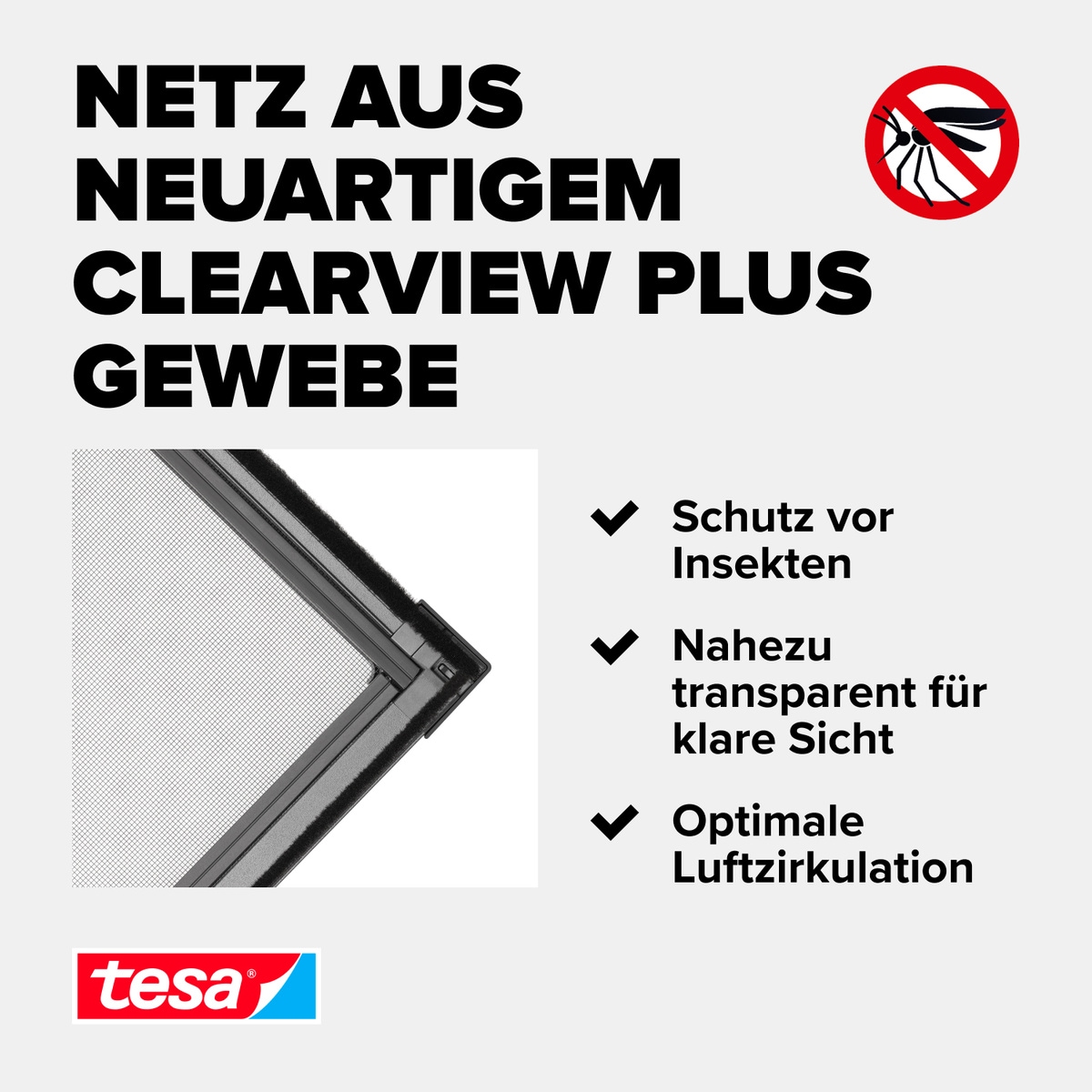 tesa Insektenschutz-Fensterrahmen »Insect Stop ALU Comfort Fliegengitter für Fenster - 1.4 m : 1.5 m«, Insektenschutz für Fenster - Aluminiumrahmen