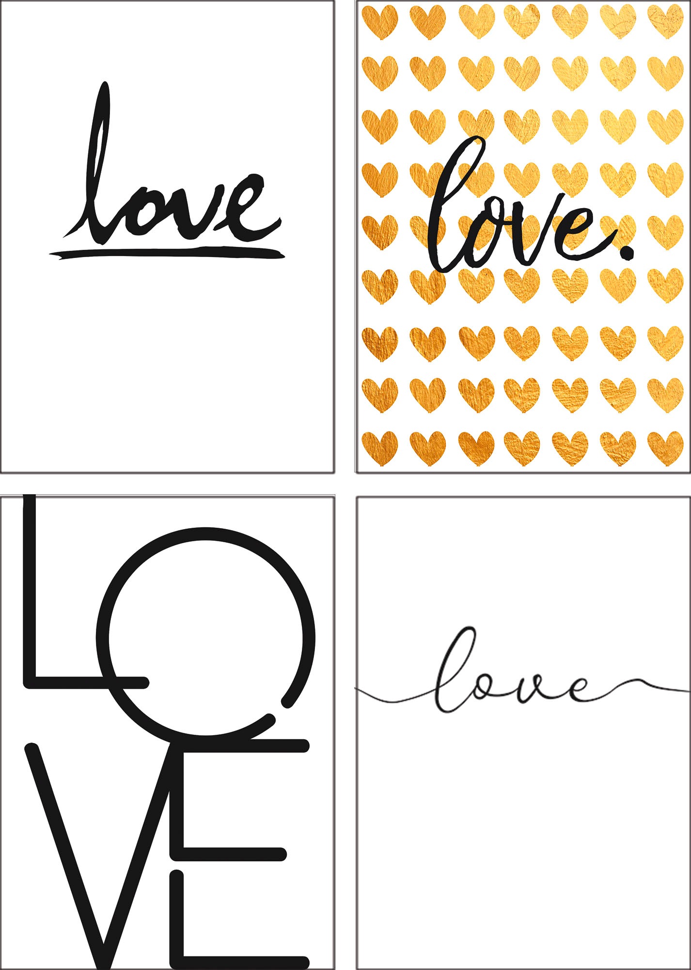 Artland Poster »4 x love ein Hoch der Liebe«, Sprüche & Texte, (4 St