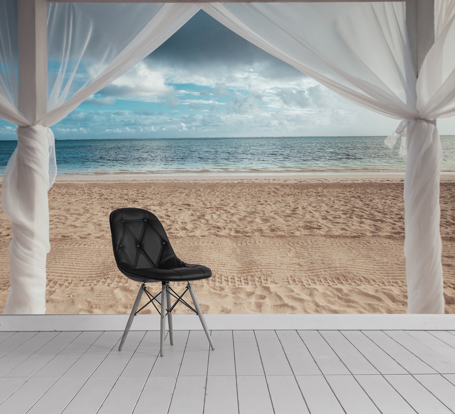 queence Fototapete »Pergola am Meer« Meer   Motiv   Strand   bedruckt   ori günstig online kaufen